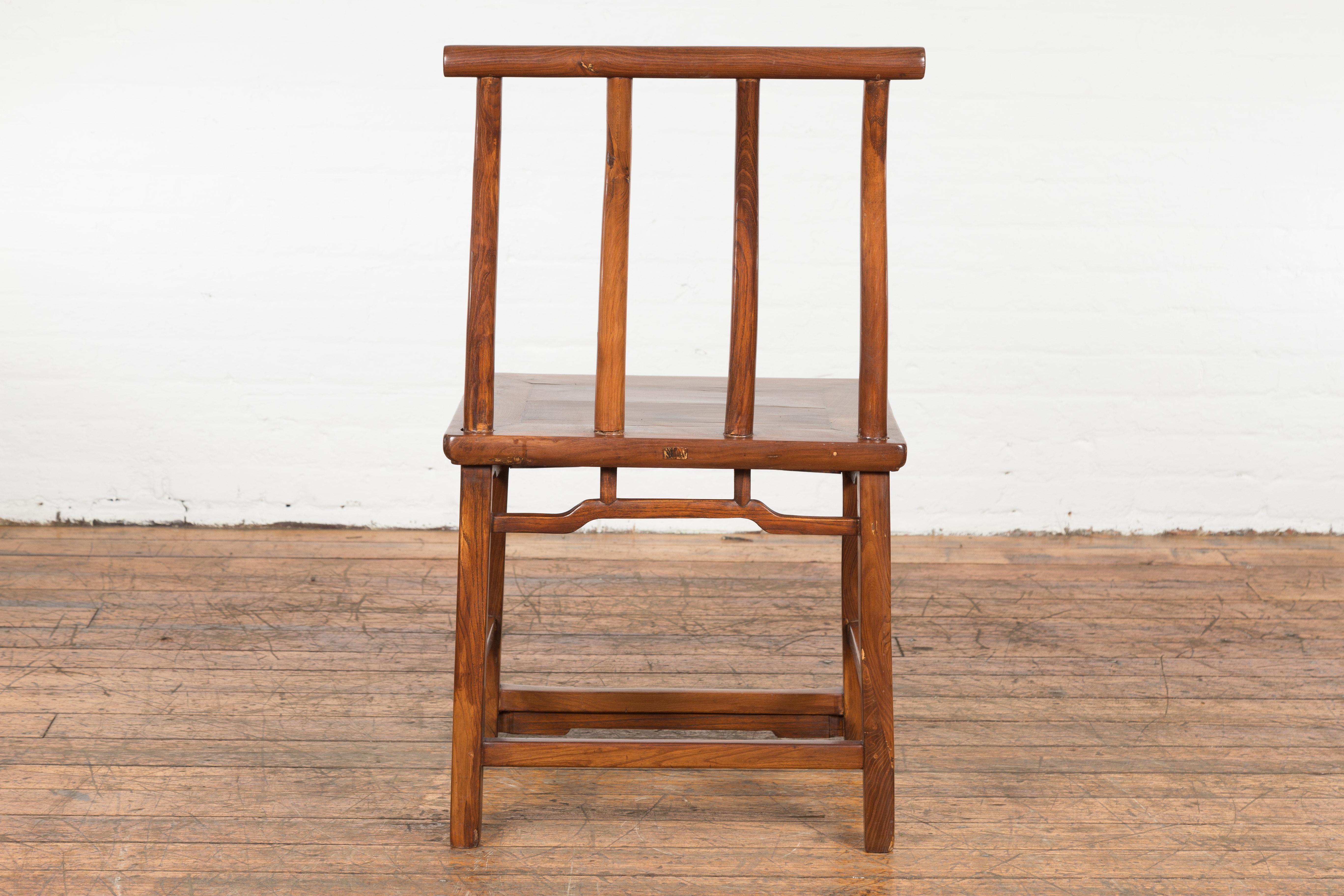 Wooden Antique Chair with Slightly Arched Back For Sale 11