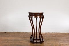 Late Qing Dynasty Plant Stand with Carved Apron and Curving Legs