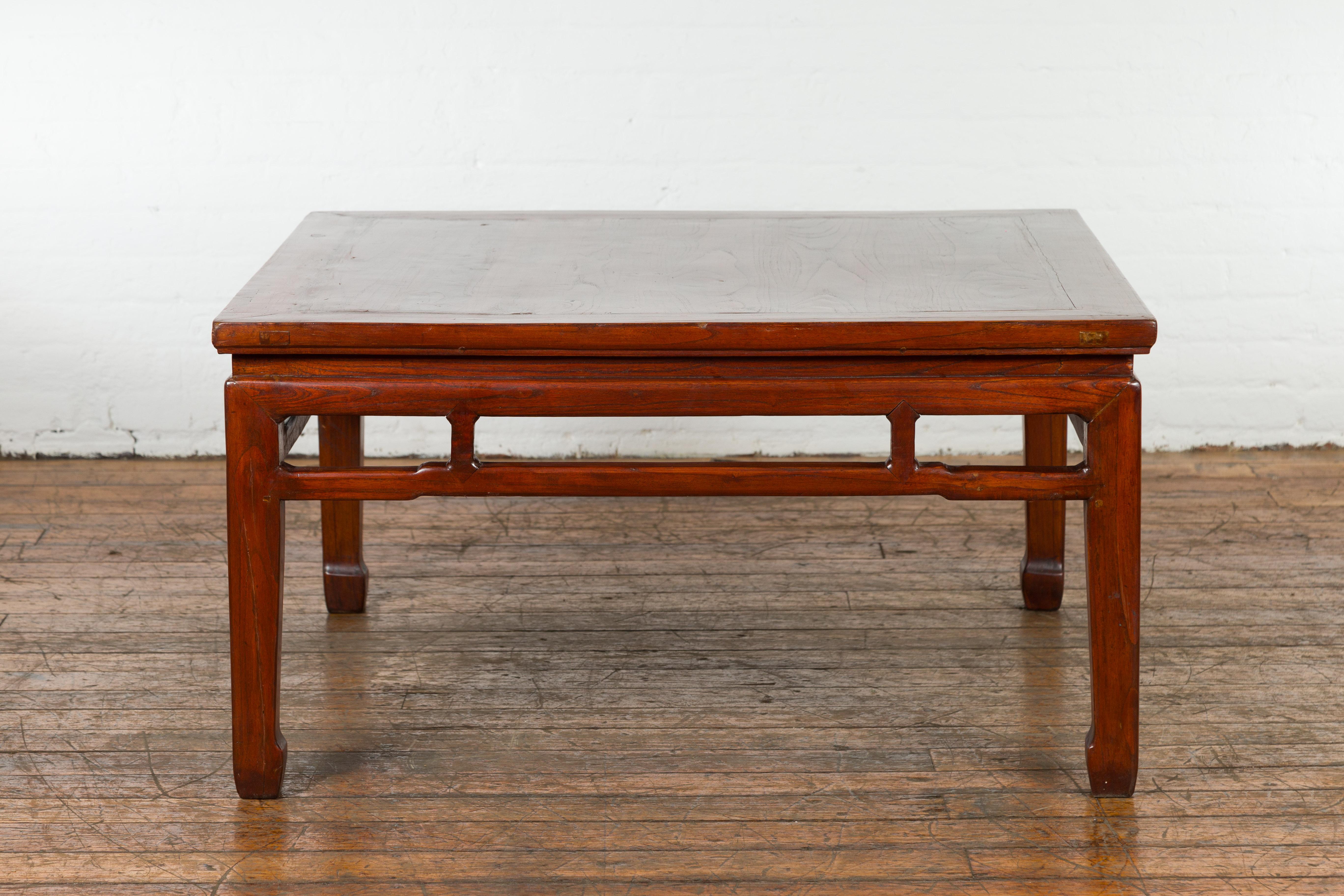 Rich Brown Square Shaped Coffee Table with Spacious Top For Sale 7