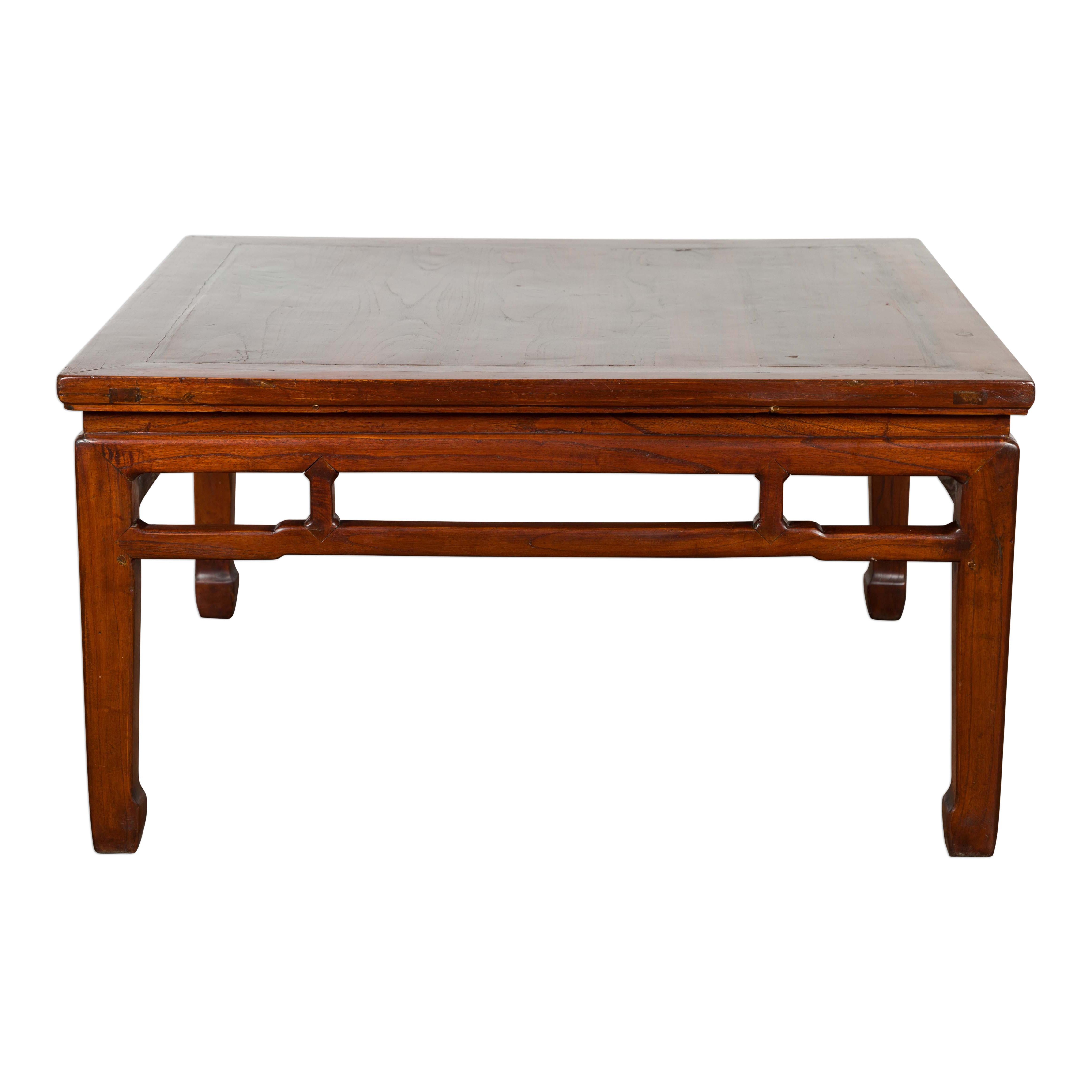 Rich Brown Square Shaped Coffee Table with Spacious Top For Sale 10