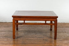 Rich Brown Square Shaped Coffee Table with Spacious Top