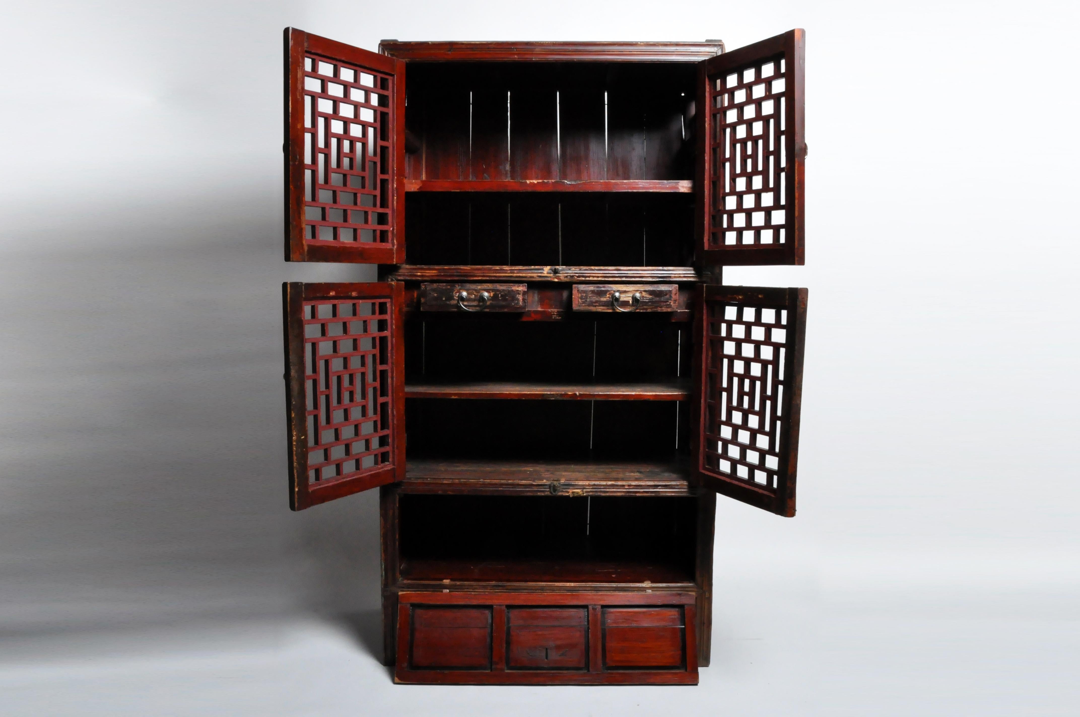 Chinese Lattice Cabinet with Original Patina 10