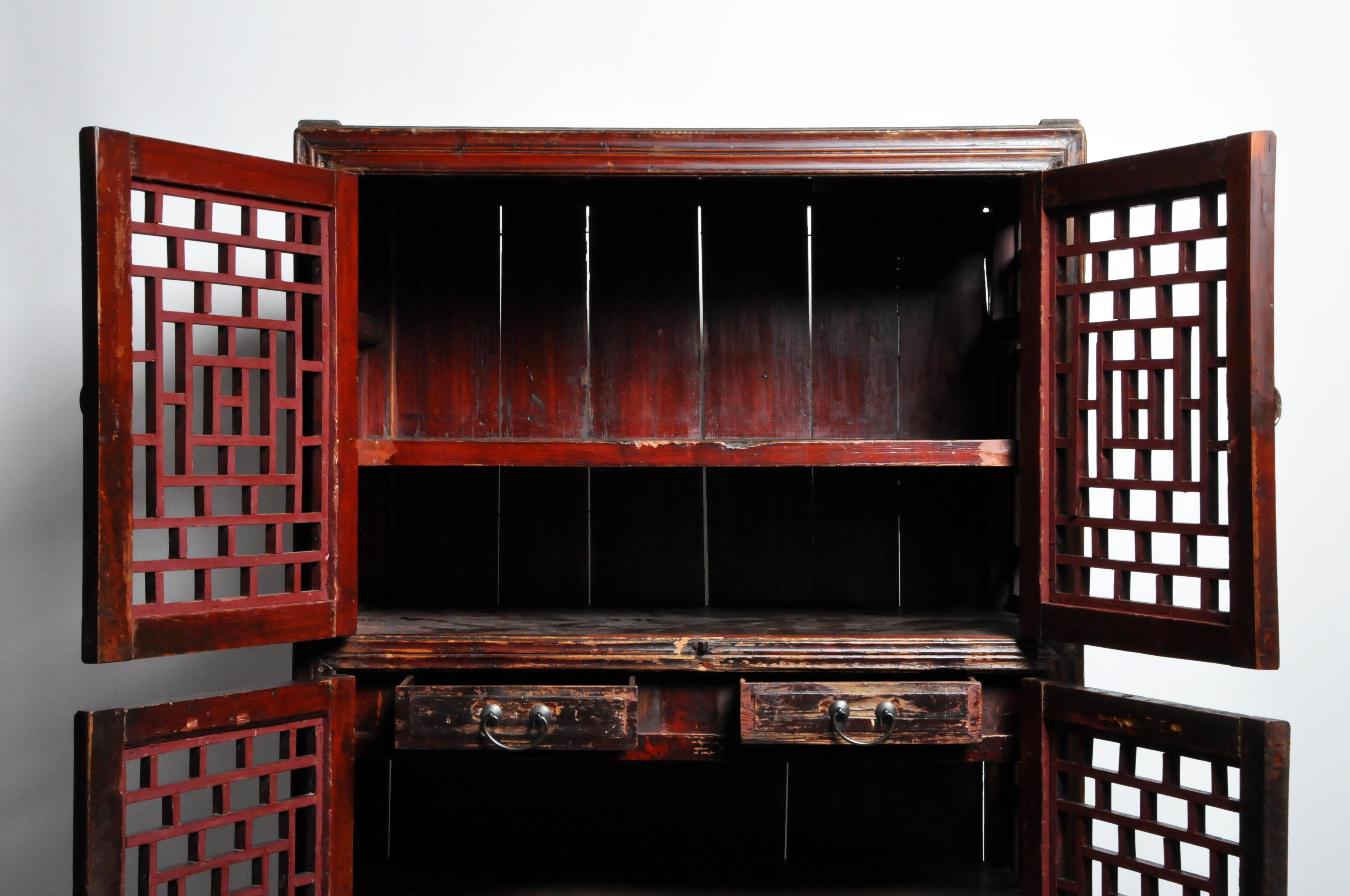 Chinese Lattice Cabinet with Original Patina 11