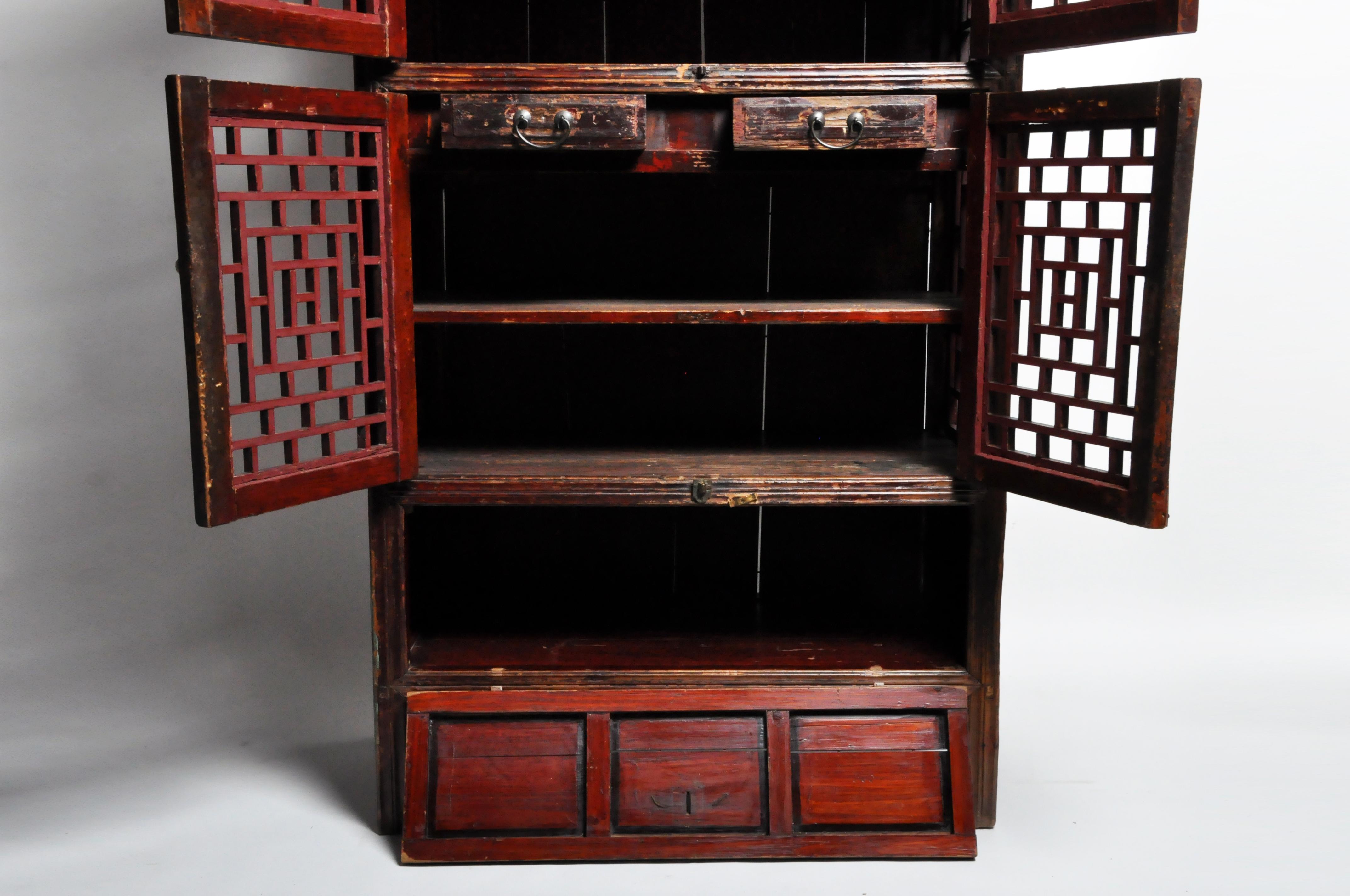 Chinese Lattice Cabinet with Original Patina 12