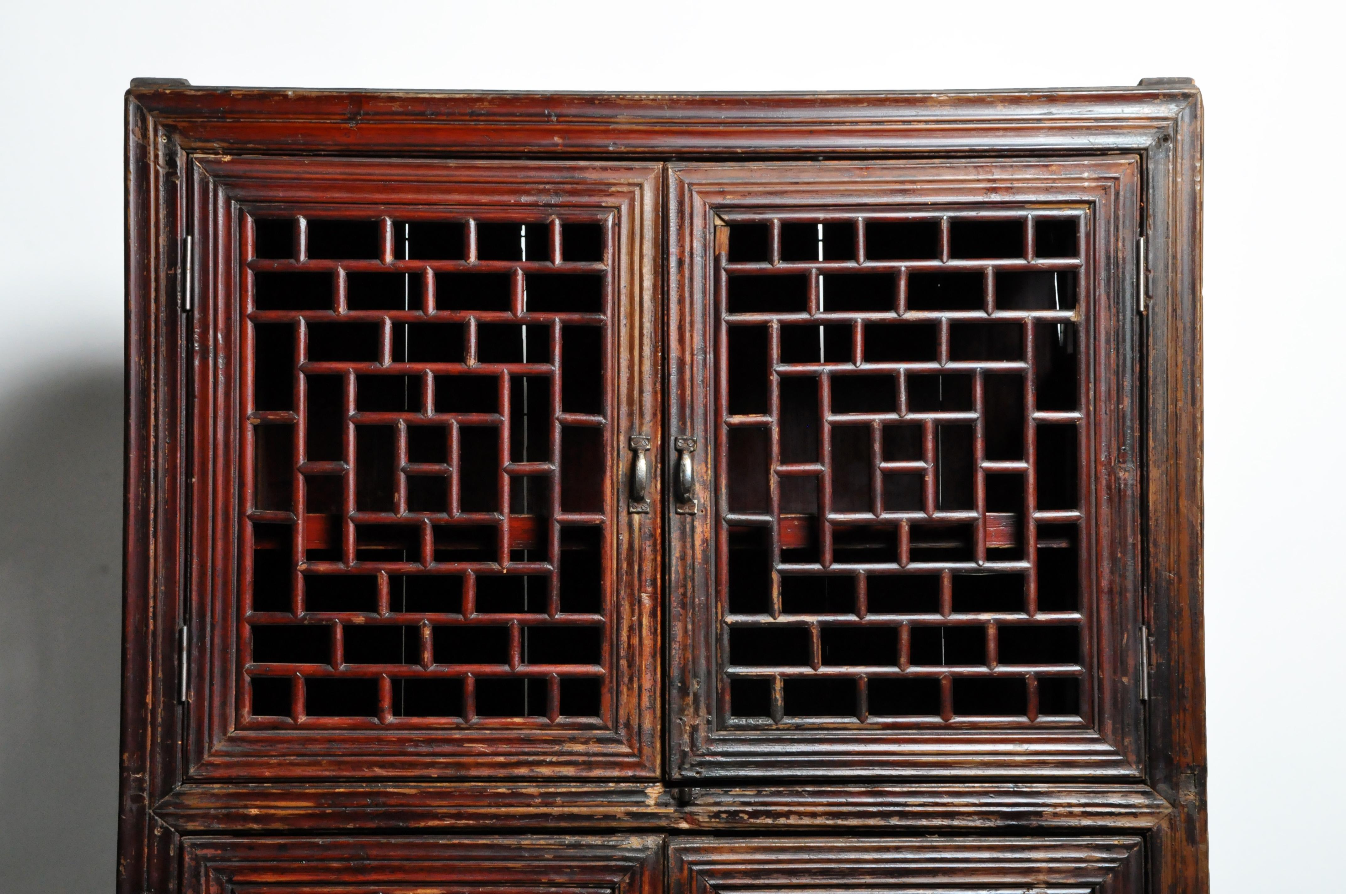 Chinese Lattice Cabinet with Original Patina 2