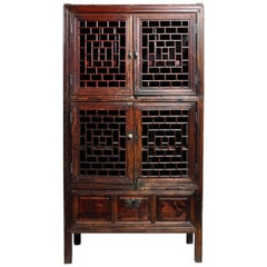 Chinese Lattice Cabinet with Original Patina