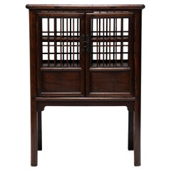 Chinese Lattice Catbox Cabinet, c. 1850