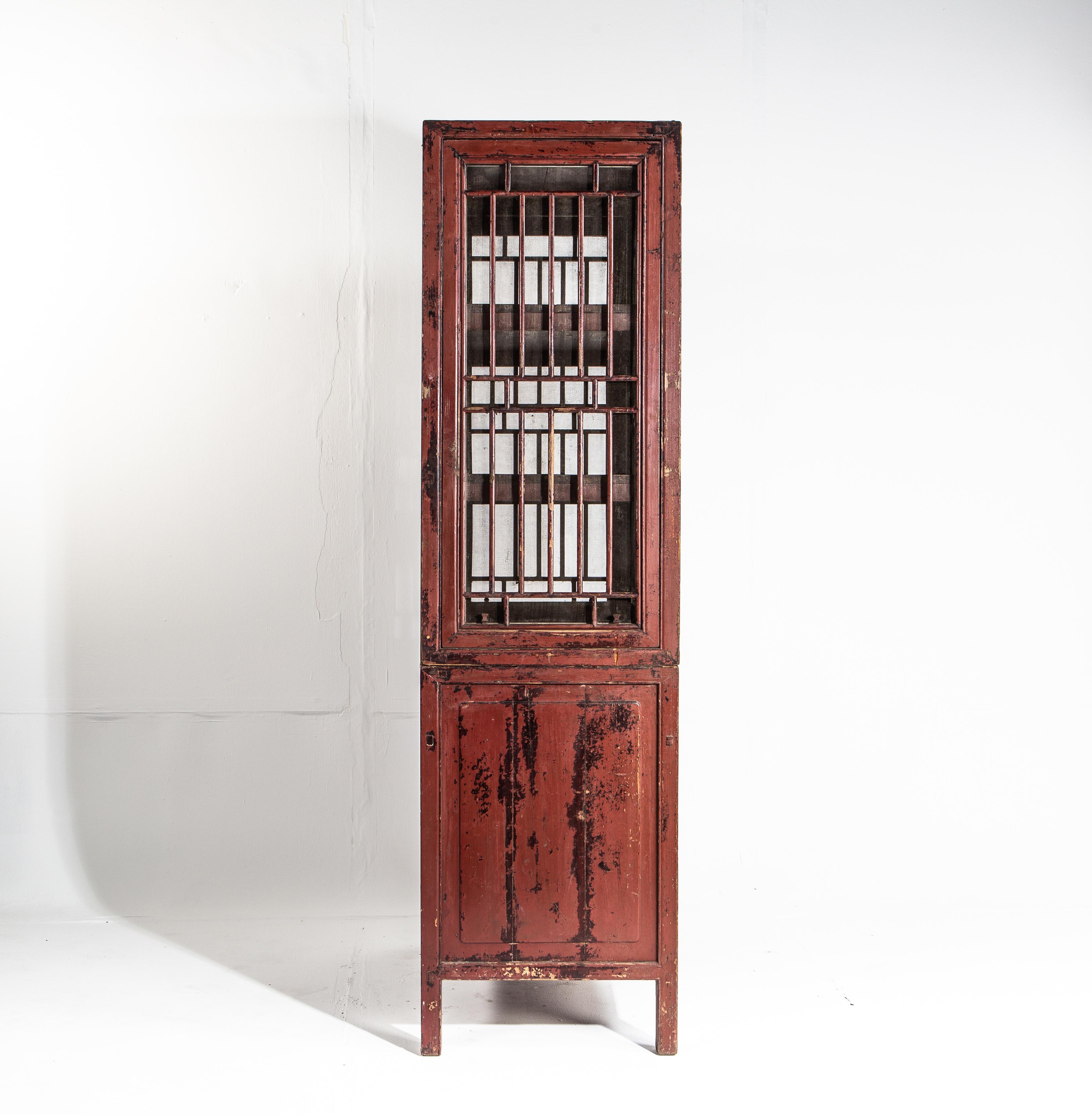 Chinese Lattice Door Cabinet In Fair Condition In Chicago, IL