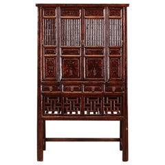 Antique Chinese Lattice Kitchedn Cabinet with Restoration