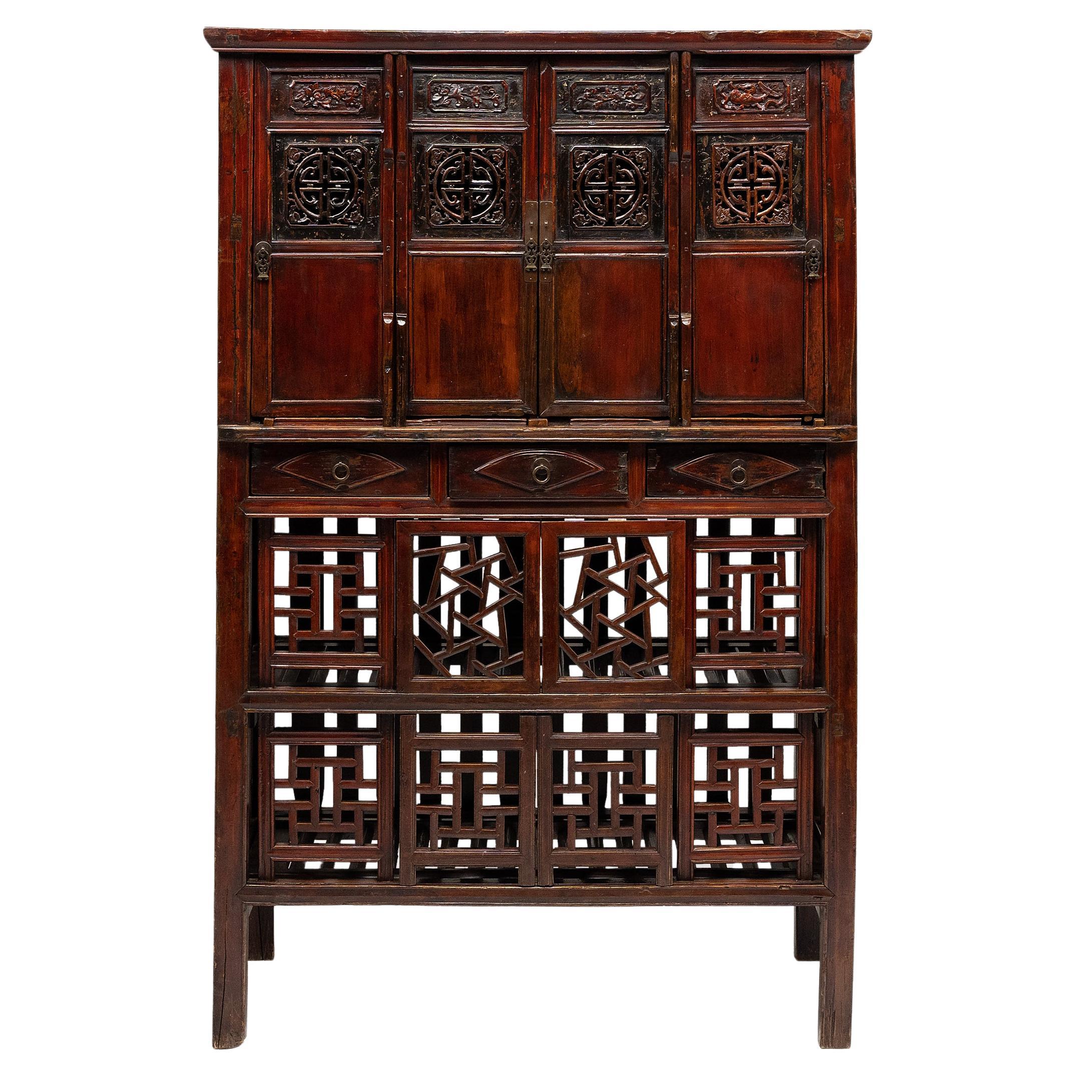 Chinese Lattice Kitchen Cabinet, c. 1900
