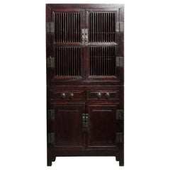 Chinese Lattice Kitchen Cabinet with Original Patina