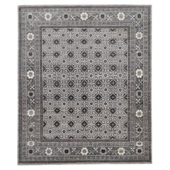 Chinese Lattice Revival Warm Earthy Tones Wool Rug 8'2''x9'9''