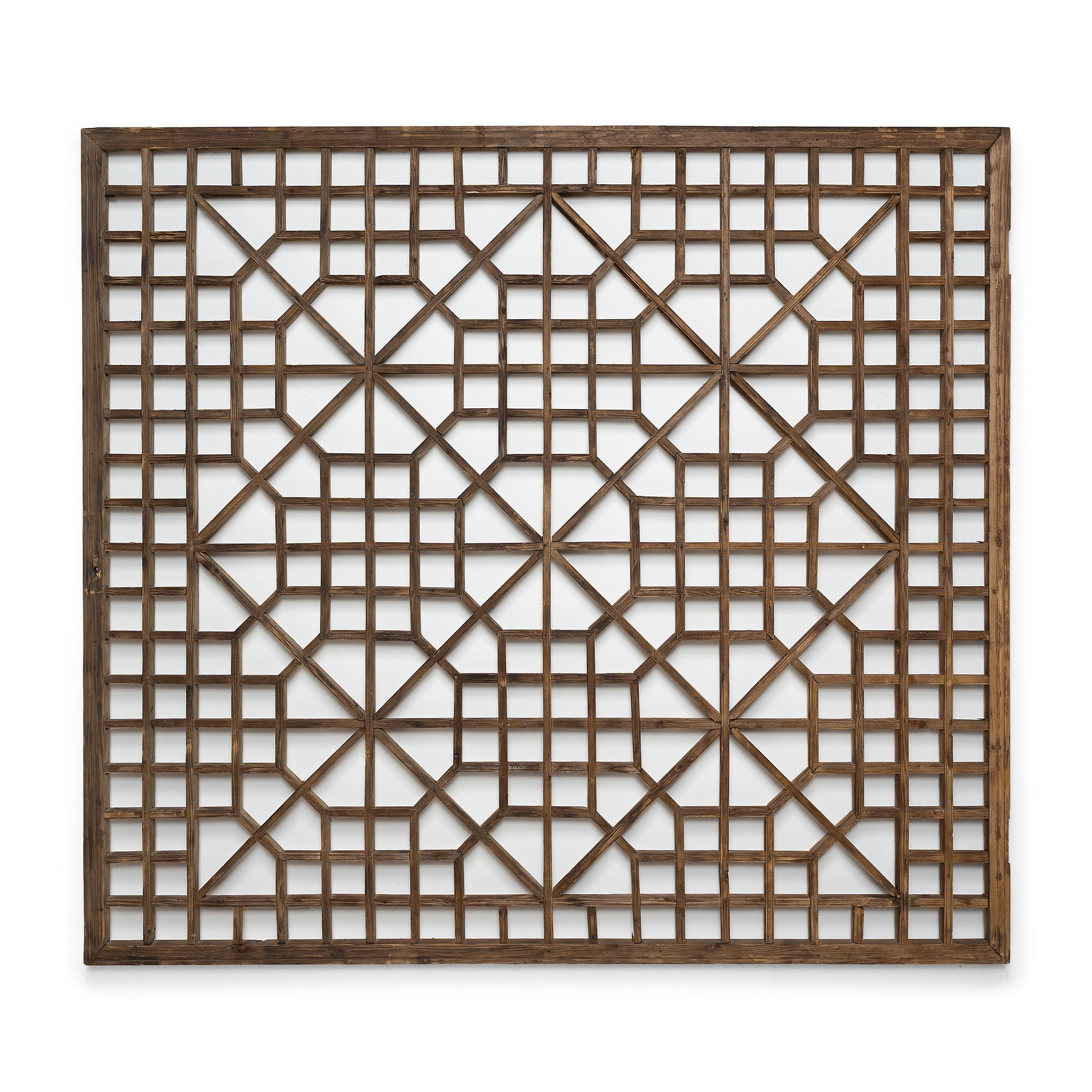 Chinese Lattice Window Panel, circa 1900