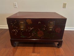Chinese Leather Trunk with Floral Motif, 18th Century