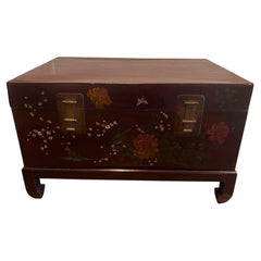 Chinese Leather Trunk with Floral Motif, 18th Century