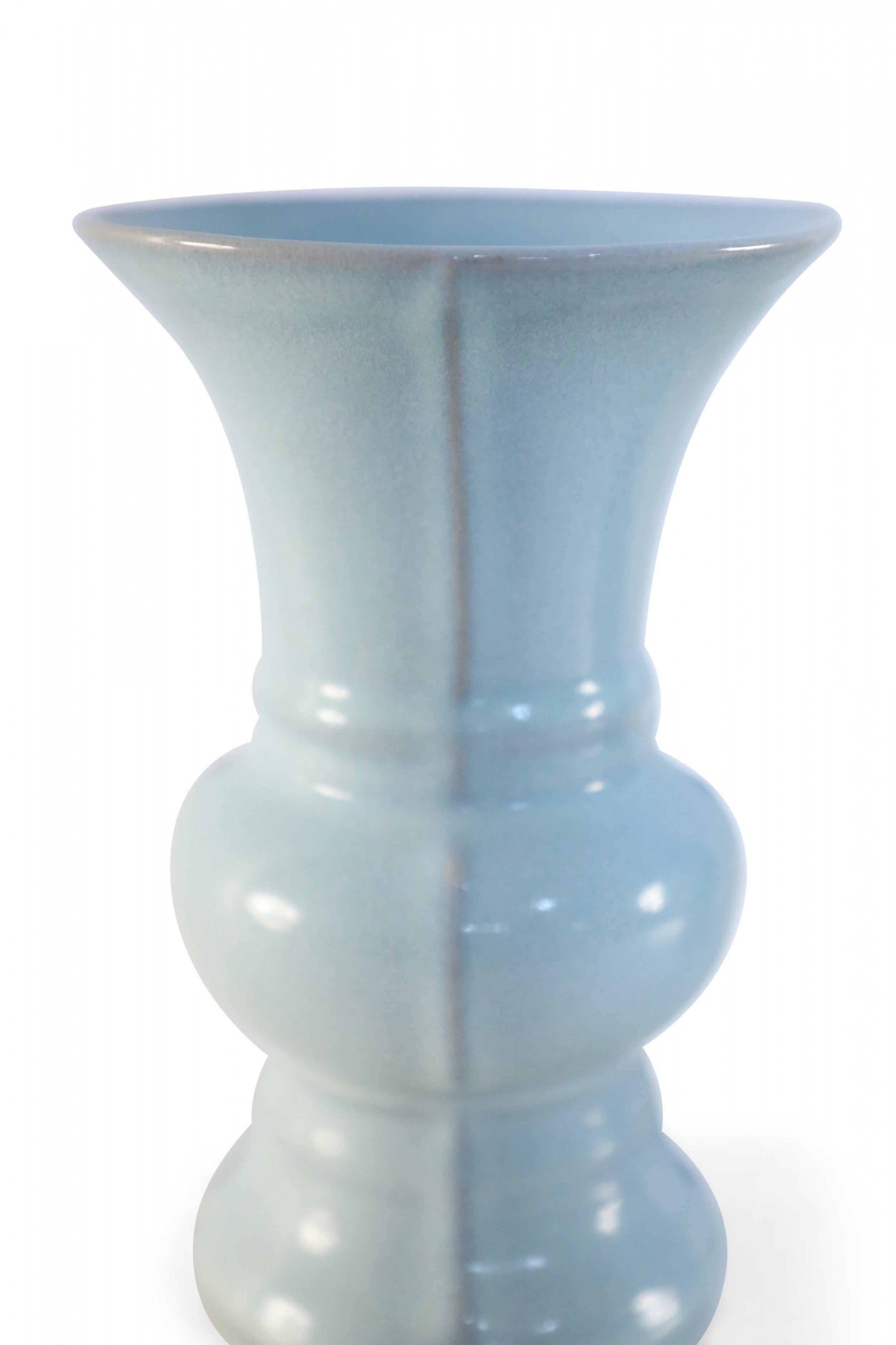 20th Century Chinese Light Blue Crackled Finish Porcelain Beaker Vase For Sale