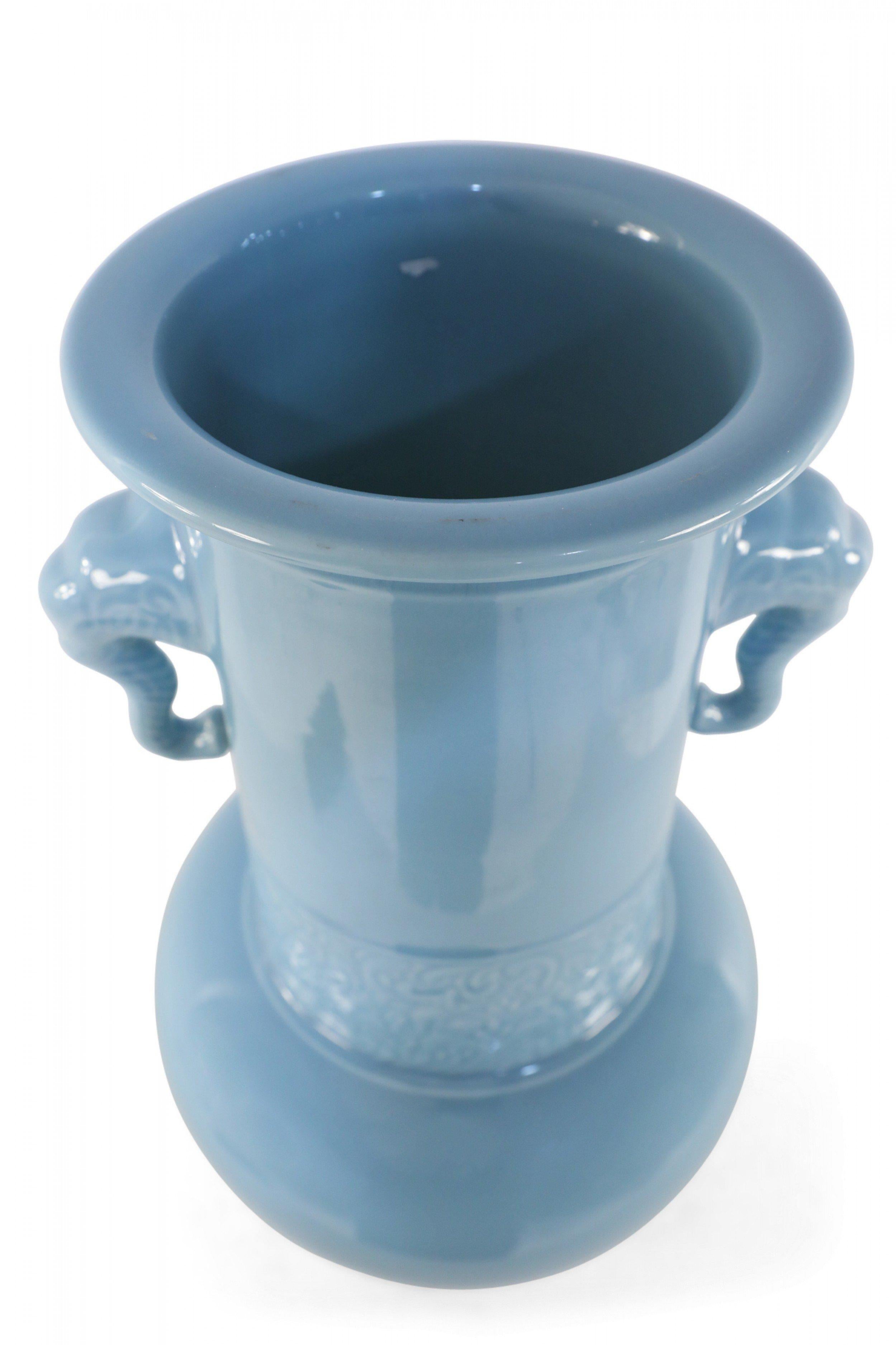 Chinese Light Blue Elephant Handled Porcelain Vase 1