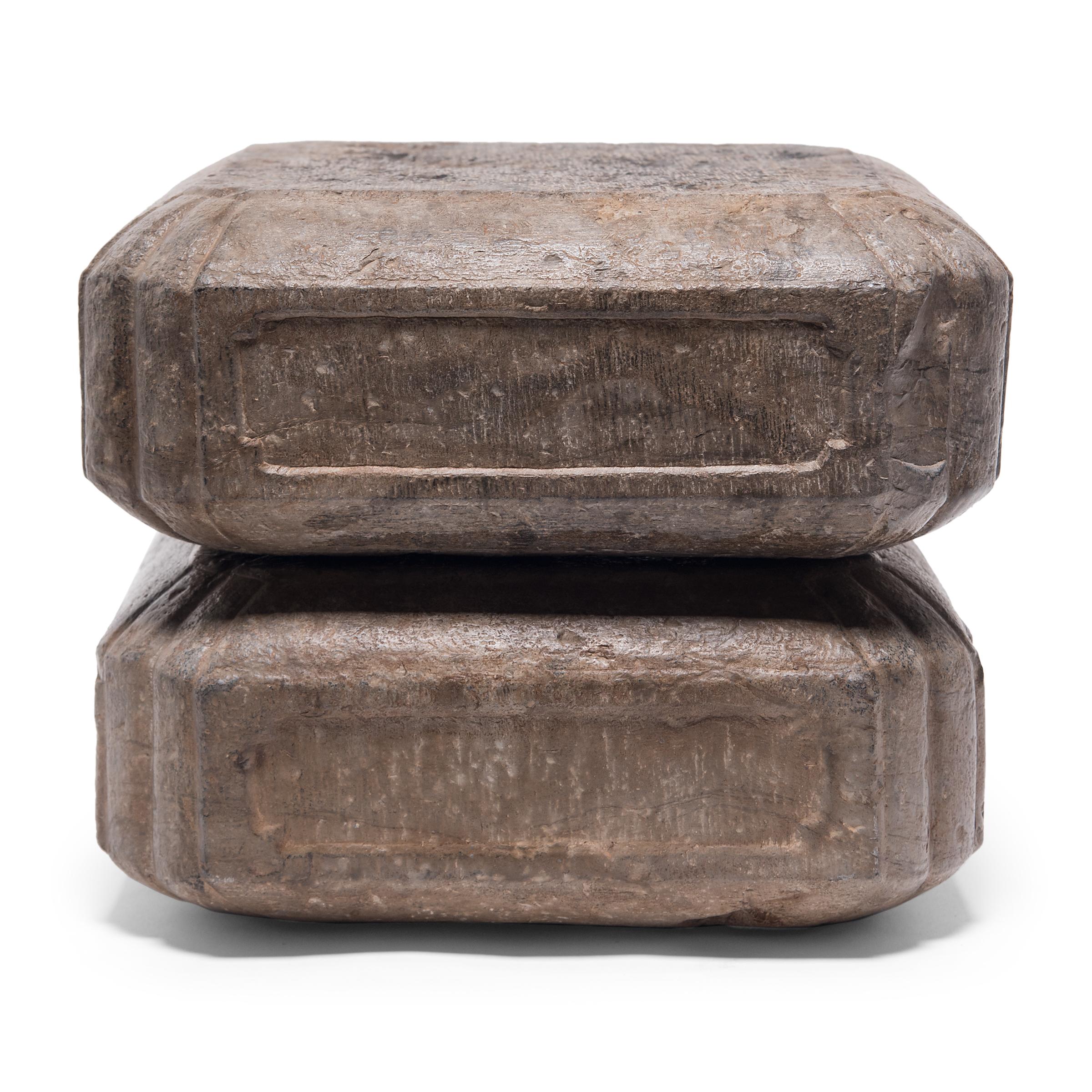 Cojín de Buda chino de piedra caliza, hacia 1850 en Bueno estado para la venta en Chicago, IL