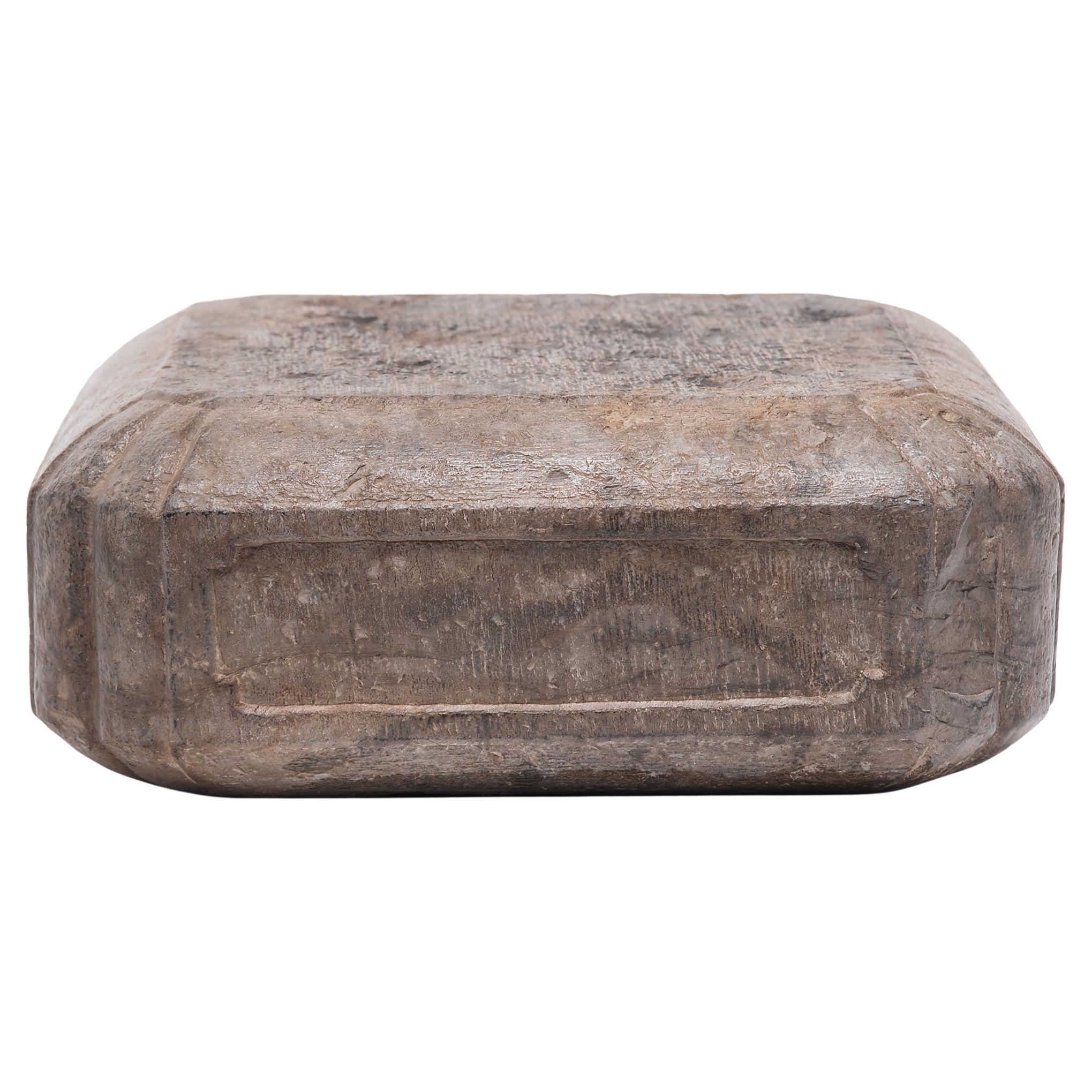 Cojín de Buda chino de piedra caliza, hacia 1850