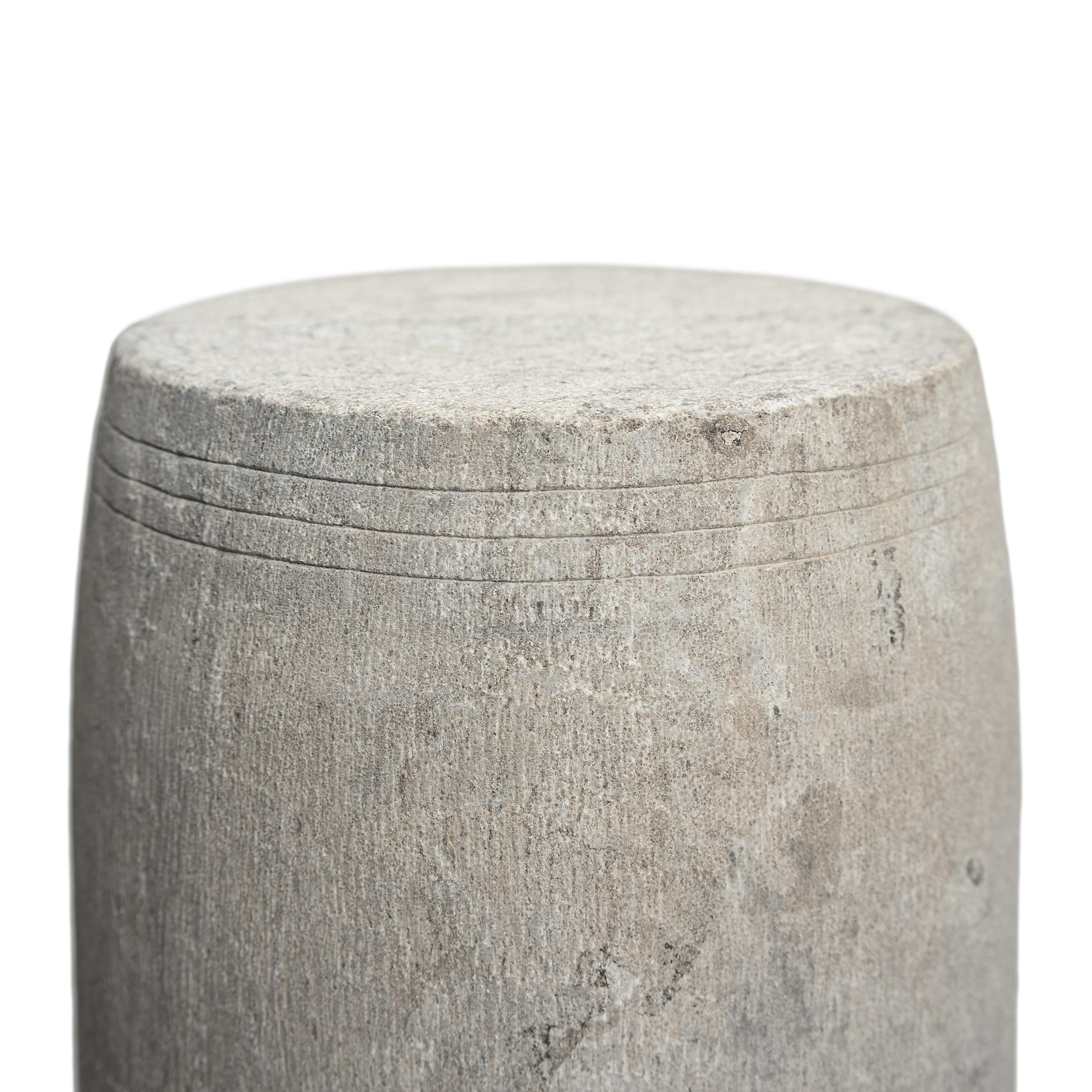 Carved Chinese Limestone Drum For Sale