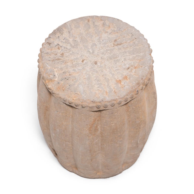 Chinese Limestone Drum Stool, c. 1900 1