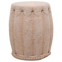 Antique Chinese Limestone Melon Drum Stool, circa 1900