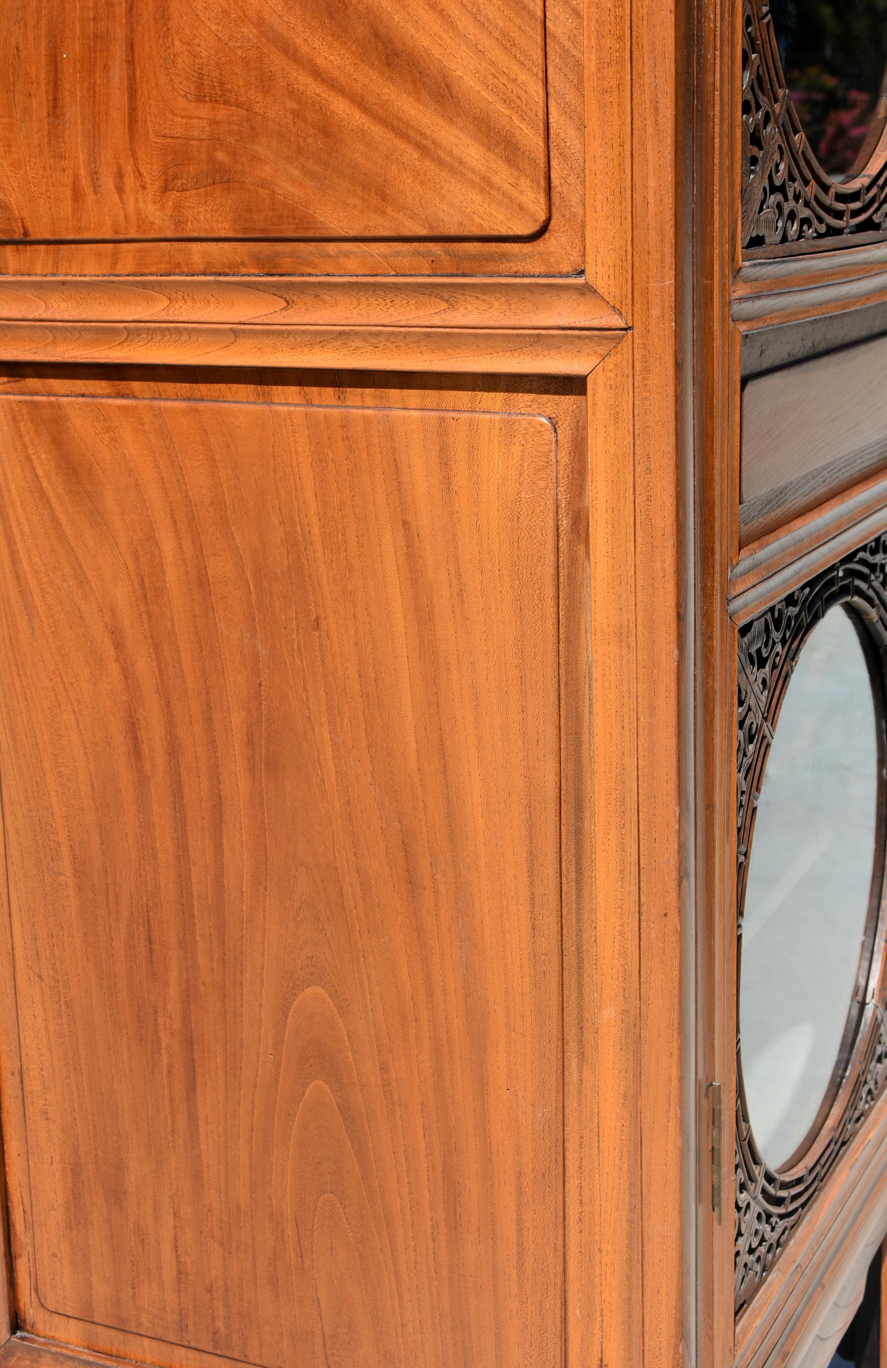 Glass Linen Cabinet with Carved Wood For Sale 7