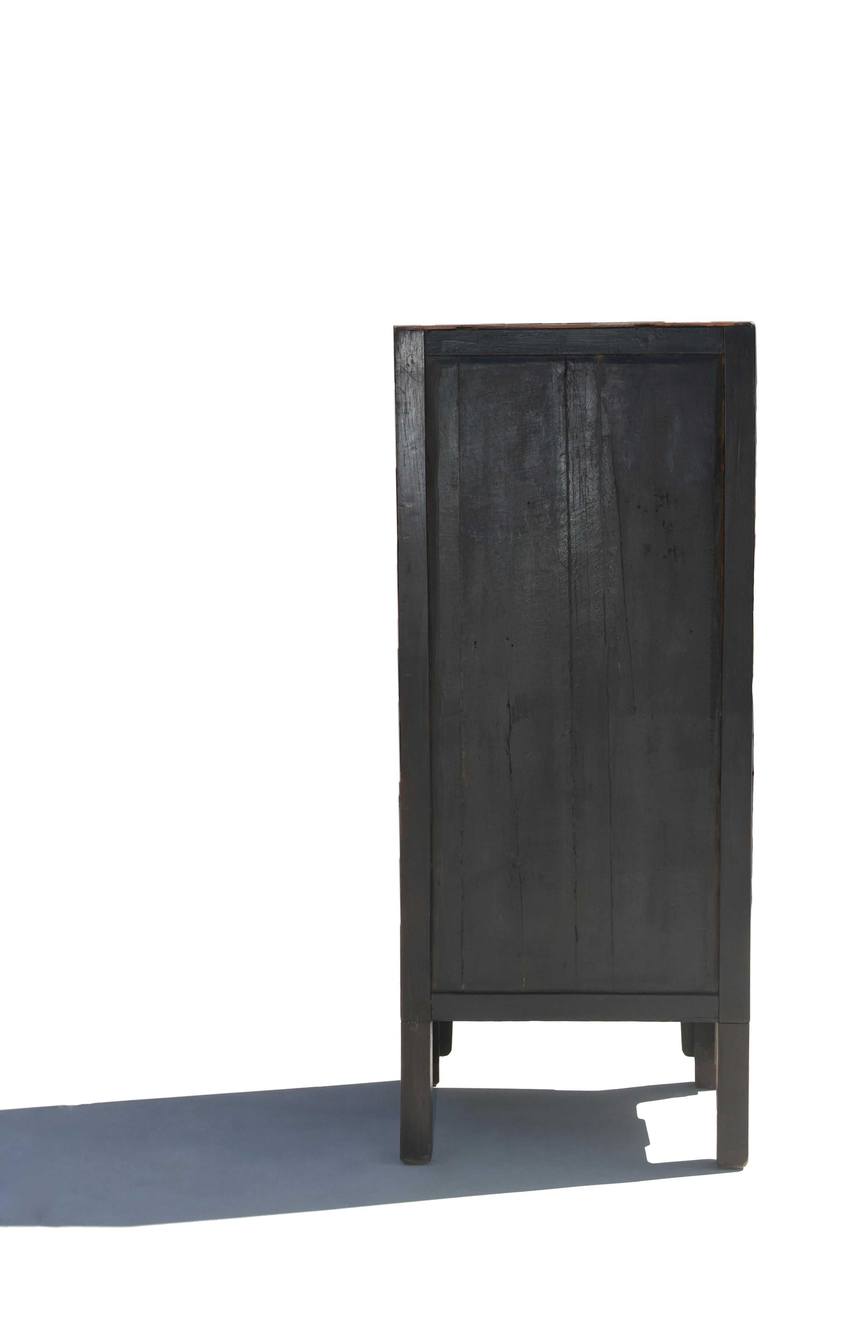 Chinese Linen Glass Cabinet with Carved Wood For Sale 10