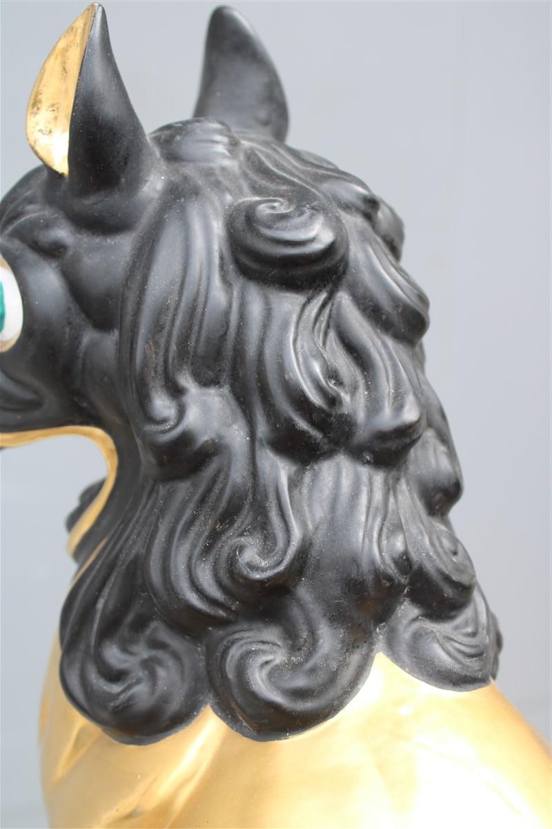 Chinese Lion in 24kt Black Gold Porcelain Florentine Manufacture Tuscany, 1970s  For Sale 4