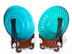 Chinese Lobed Blue Peking Glass Bowl