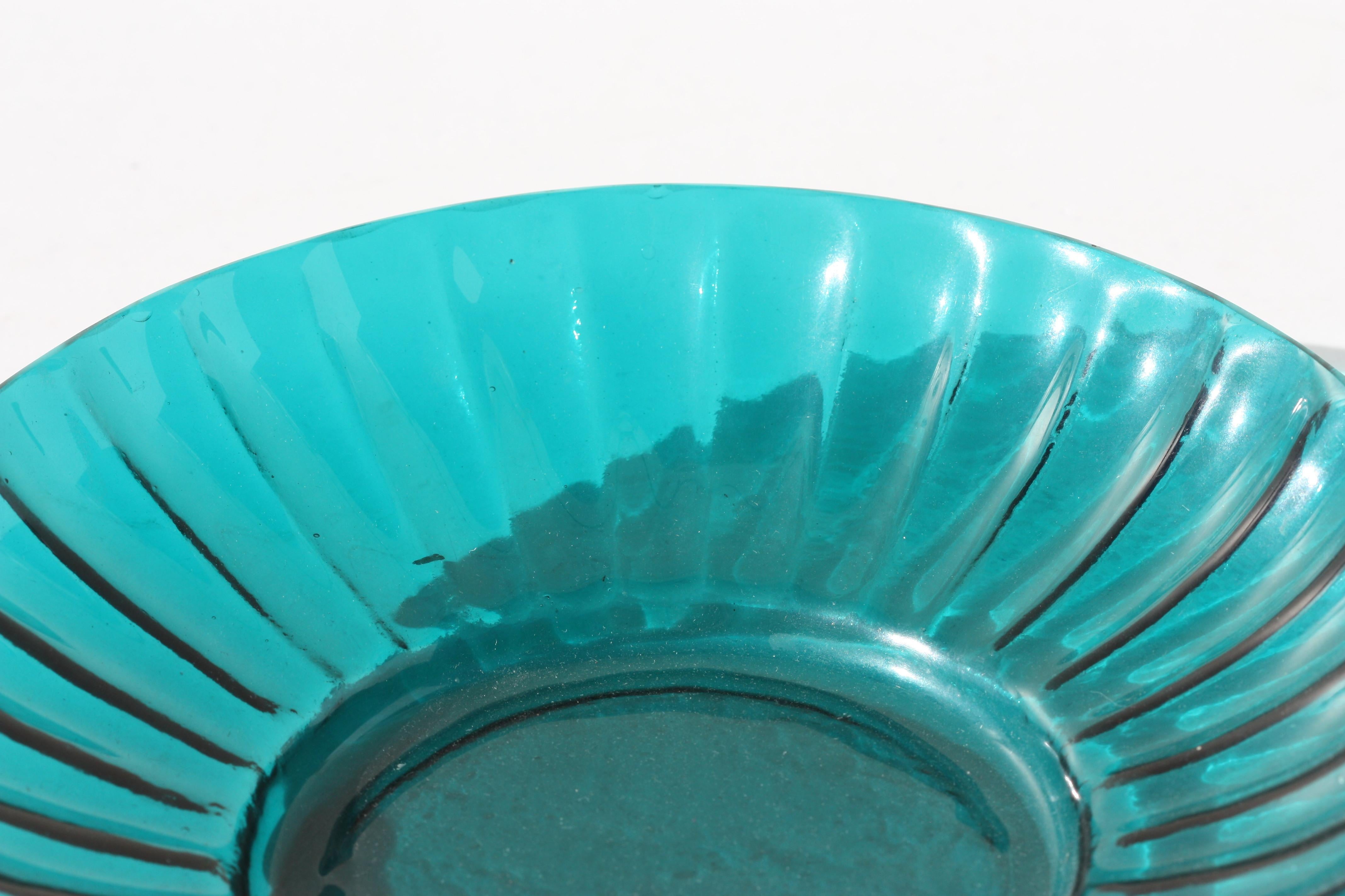 Ceramic Chinese Lobed Blue Peking Glass Bowl For Sale