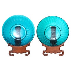 Chinese Lobed Blue Peking Glass Bowl