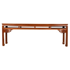 Chinese Long Altar Console Table with Carved Spandrels and Horsehoof Feet