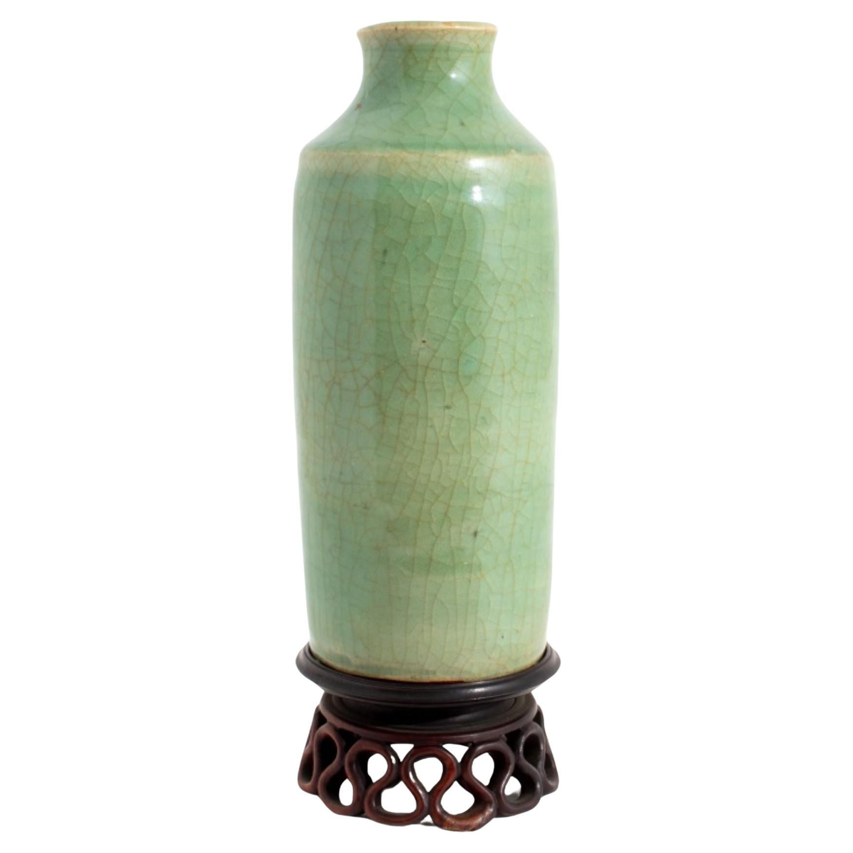 Chinesische glasierte Longquan Ge Yao Celadon-Vase, Longquan im Angebot