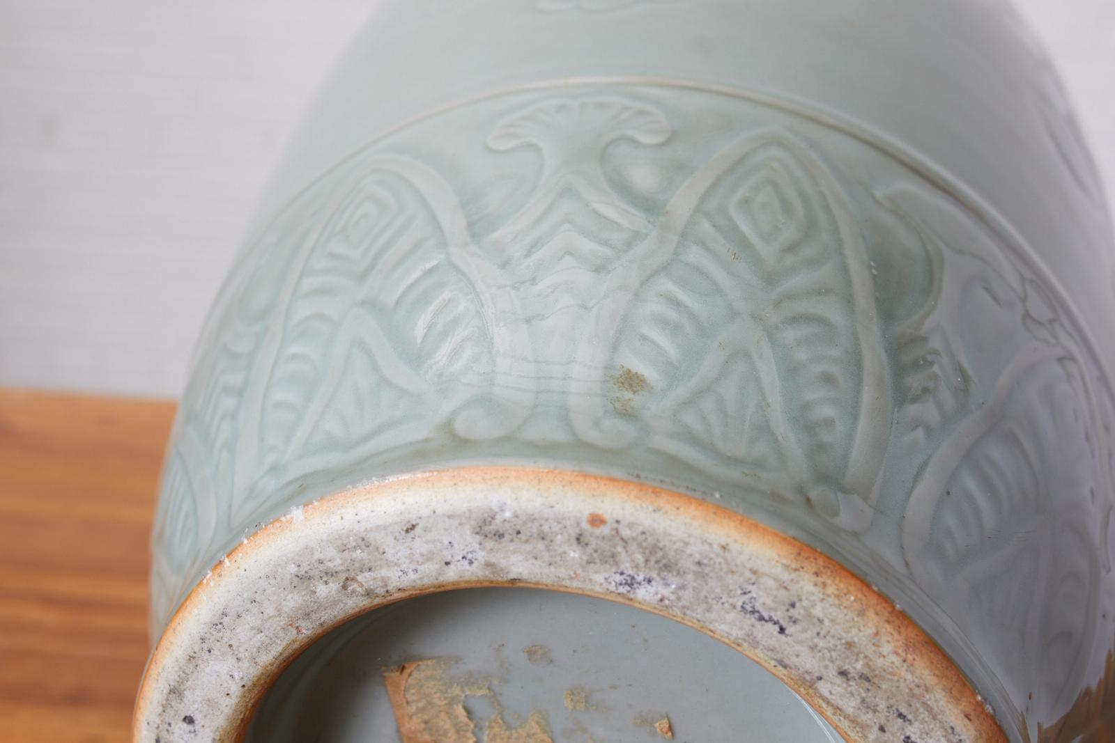20th Century Chinese Longquan Style Celadon Vase For Sale