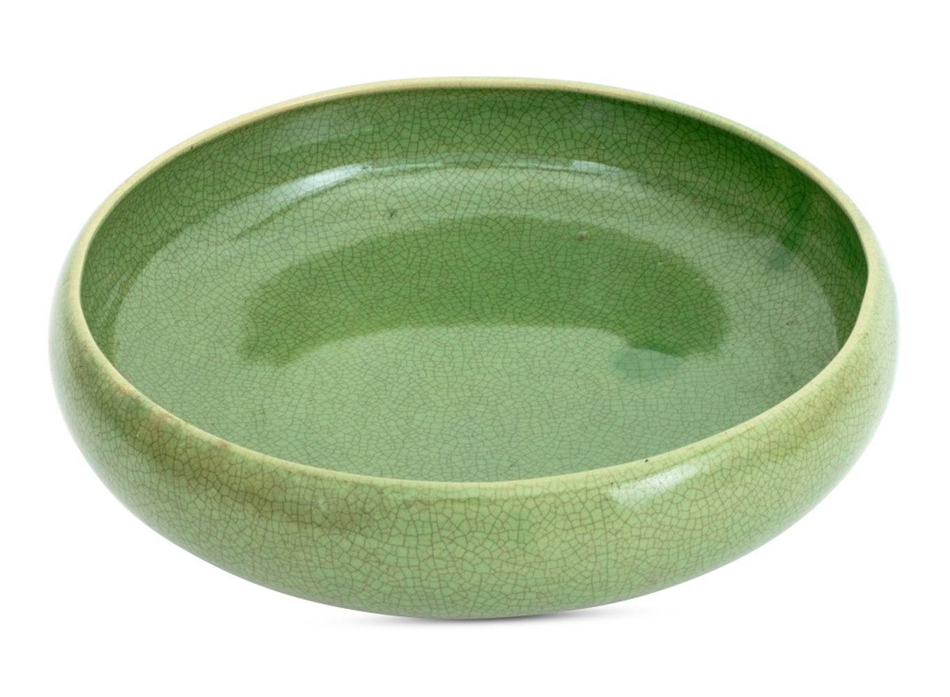 Chinese Longquan Type Celadon Glazed Porcelain Tripod Censer, on three scrolled feet. 3.25