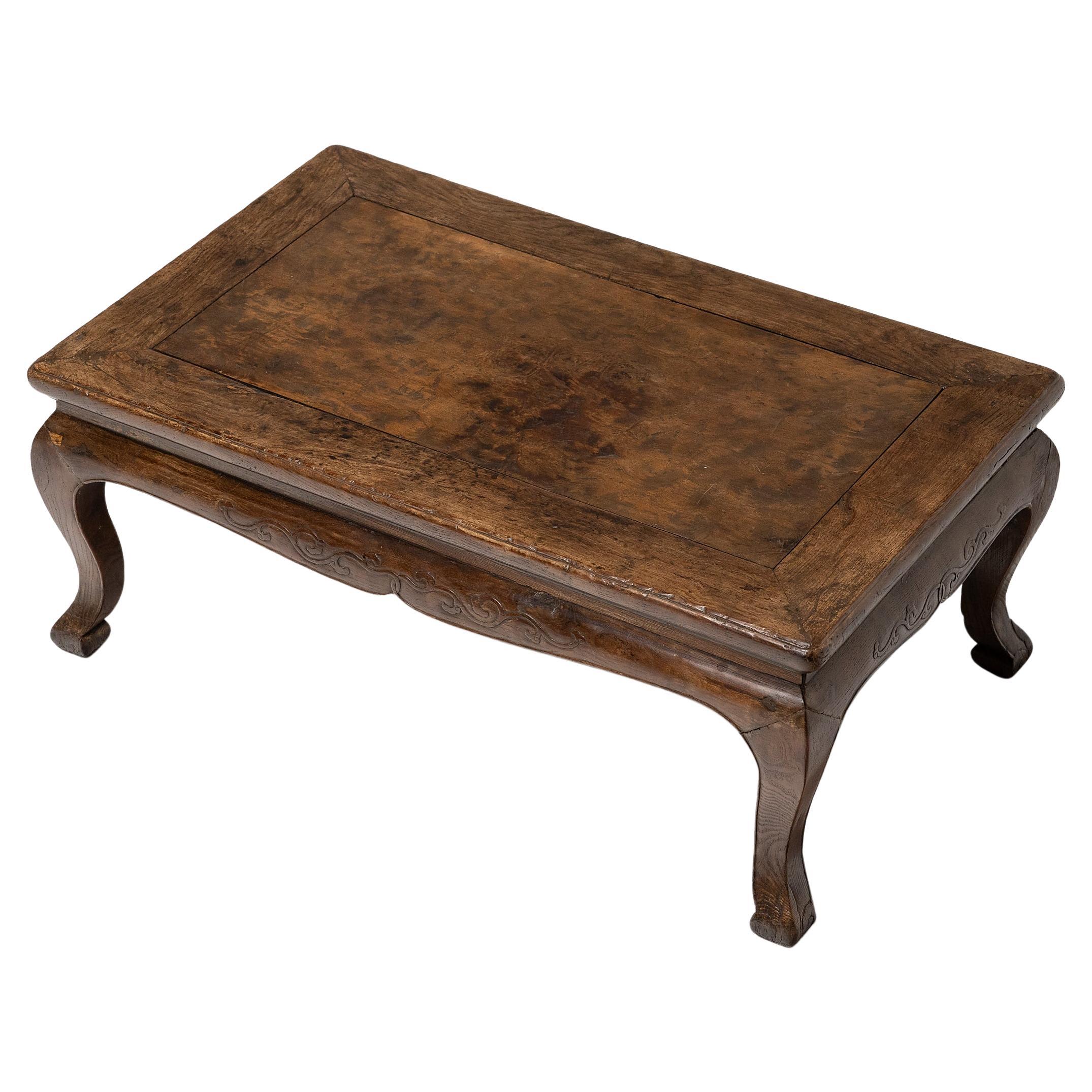 Chinese Low Burl Top Kang Table, c. 1850 For Sale
