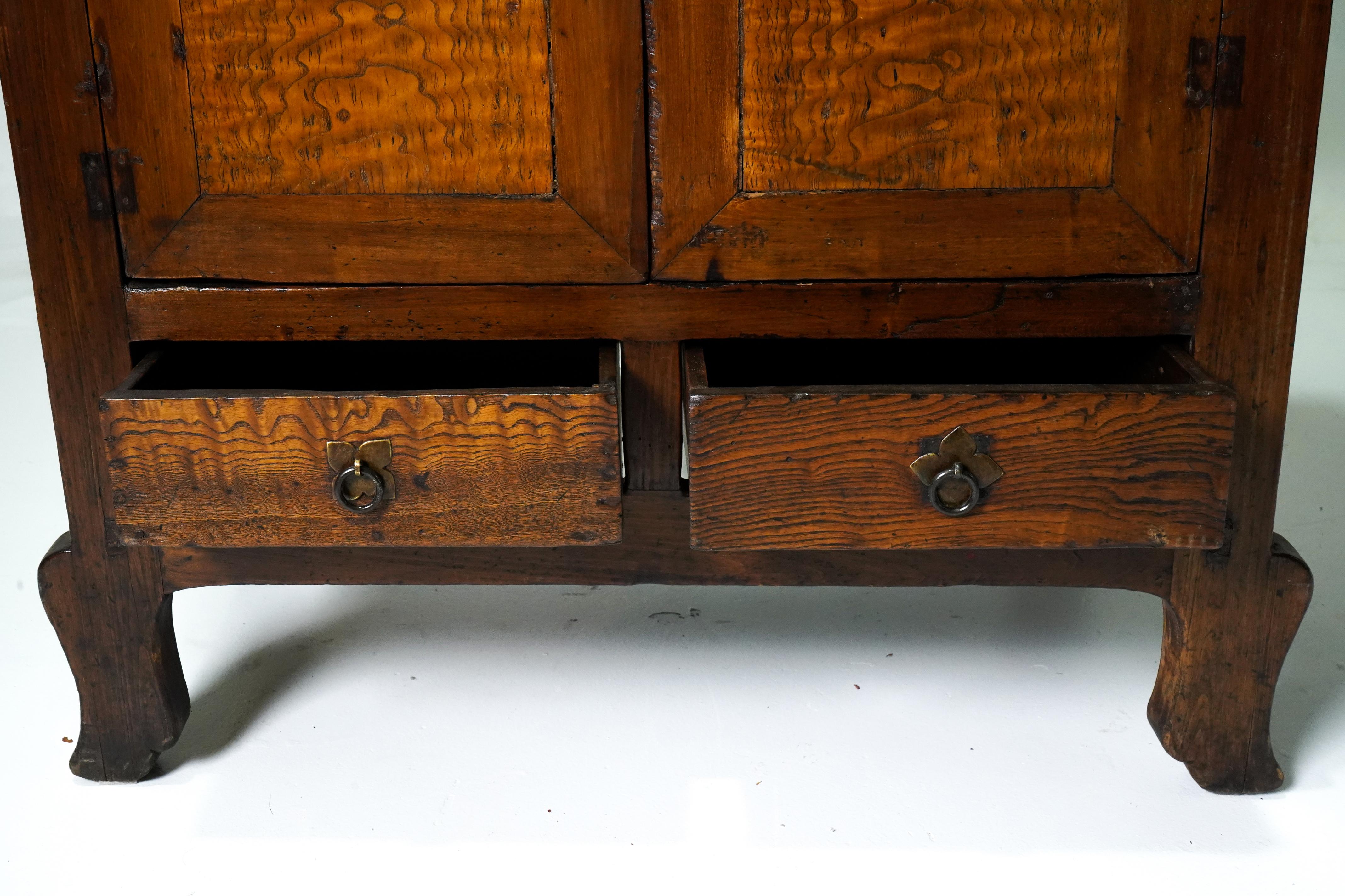 Chinese Low Cabinet with Burled Doors 6