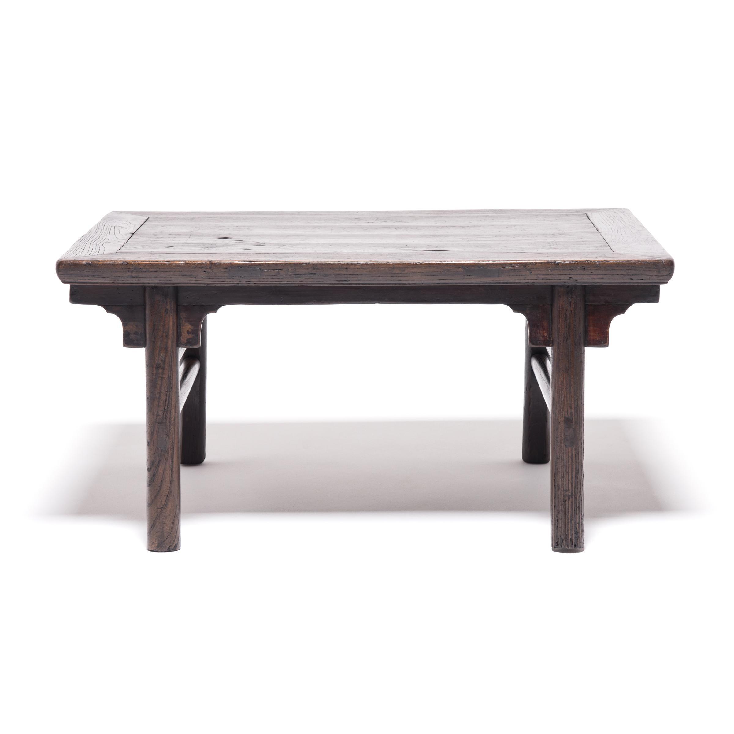 Elm Chinese Low Inset Leg Coffee Table, c. 1850 For Sale