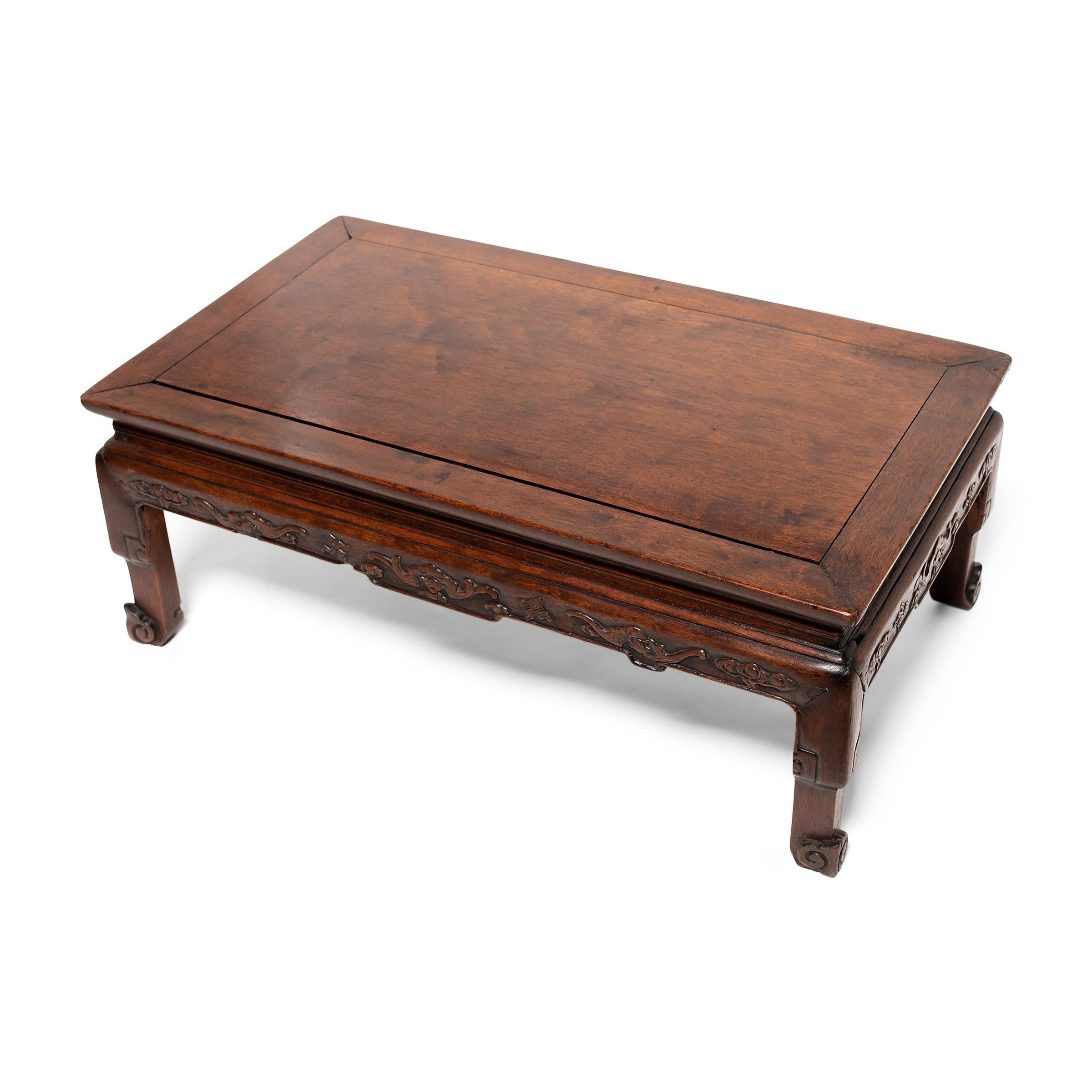 Carved Chinese Low Kang Table, C. 1850 For Sale