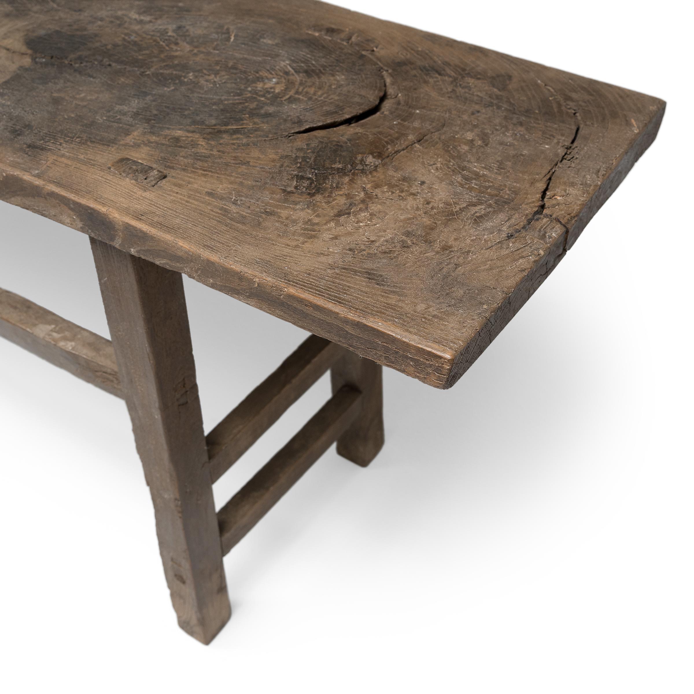 19th Century Chinese Low Plank Top Table, circa 1880 For Sale