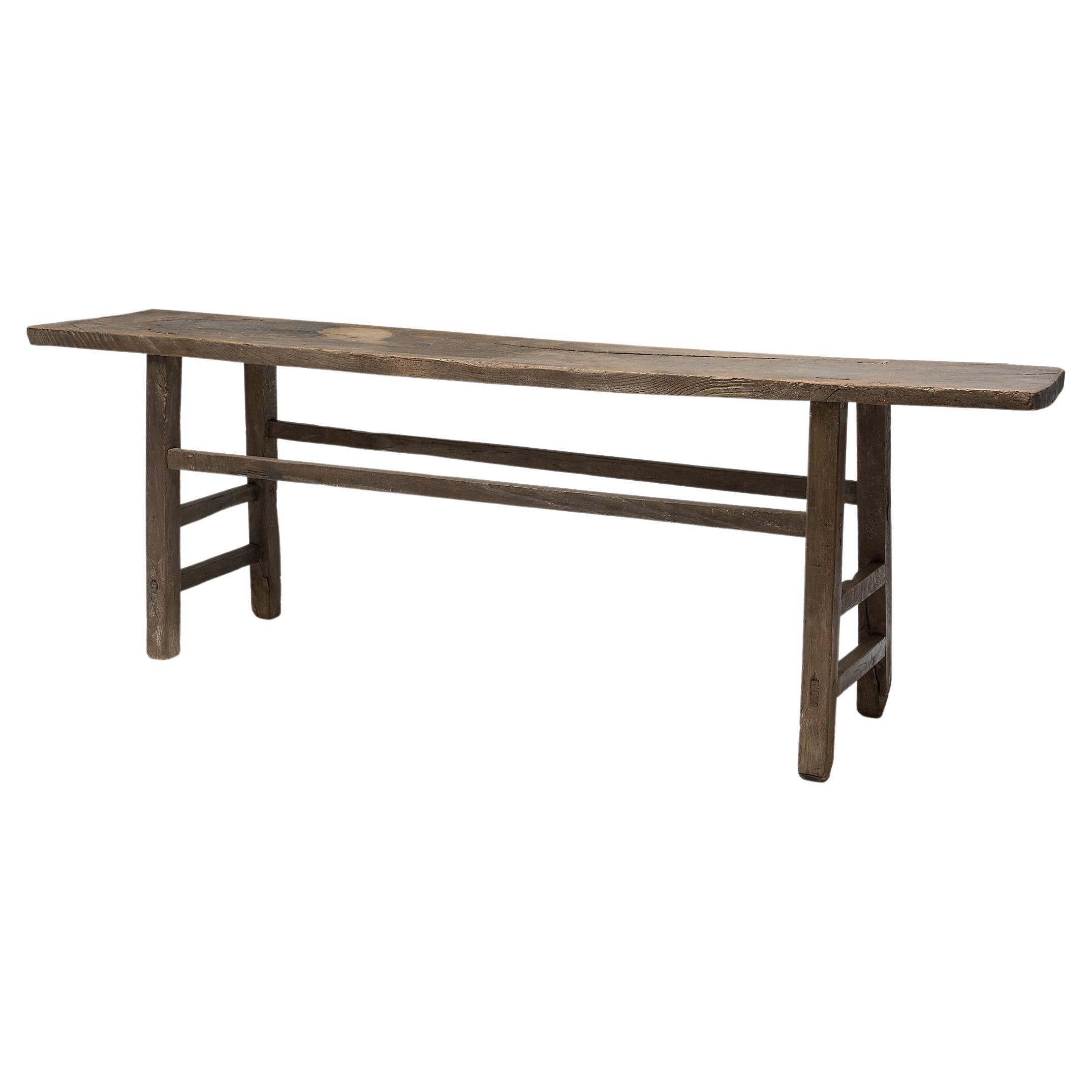 Chinese Low Plank Top Table, circa 1880 For Sale