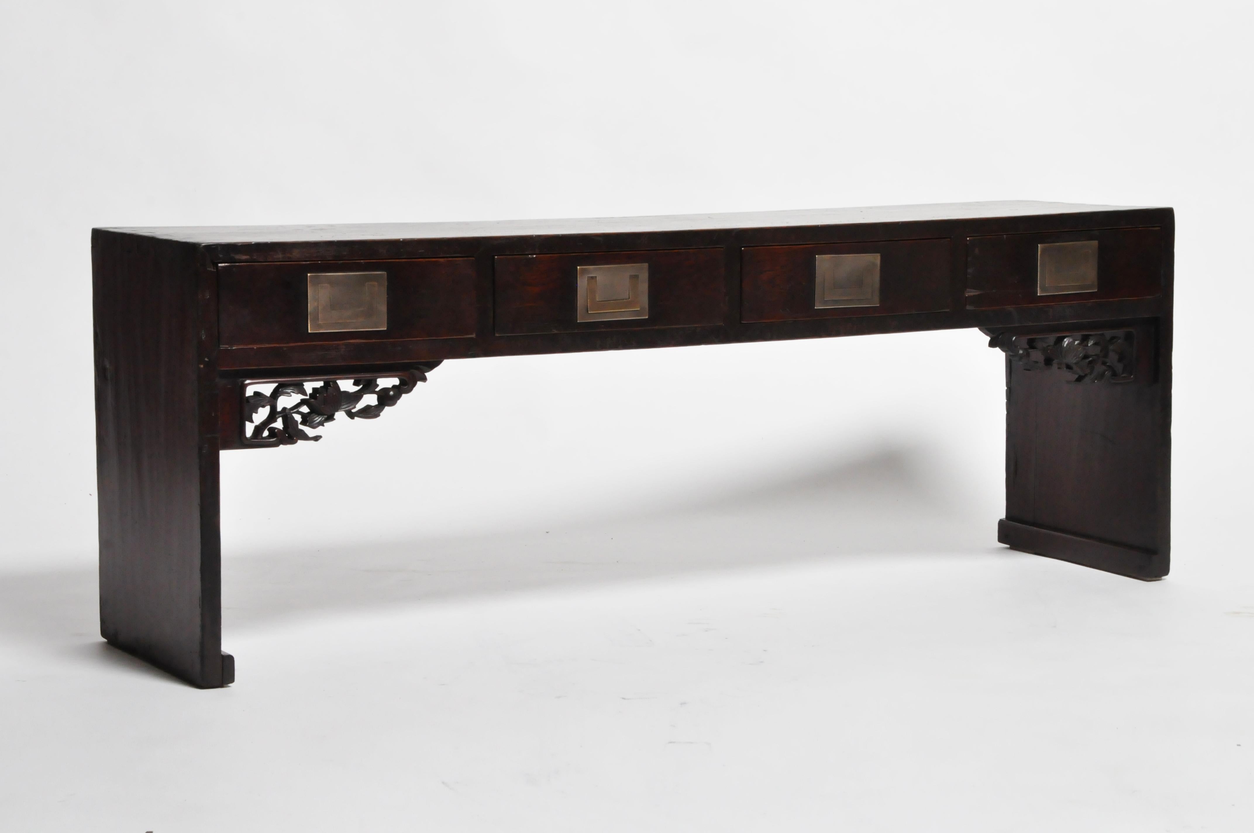 Chinese Low Table with Four Drawers In Good Condition In Chicago, IL