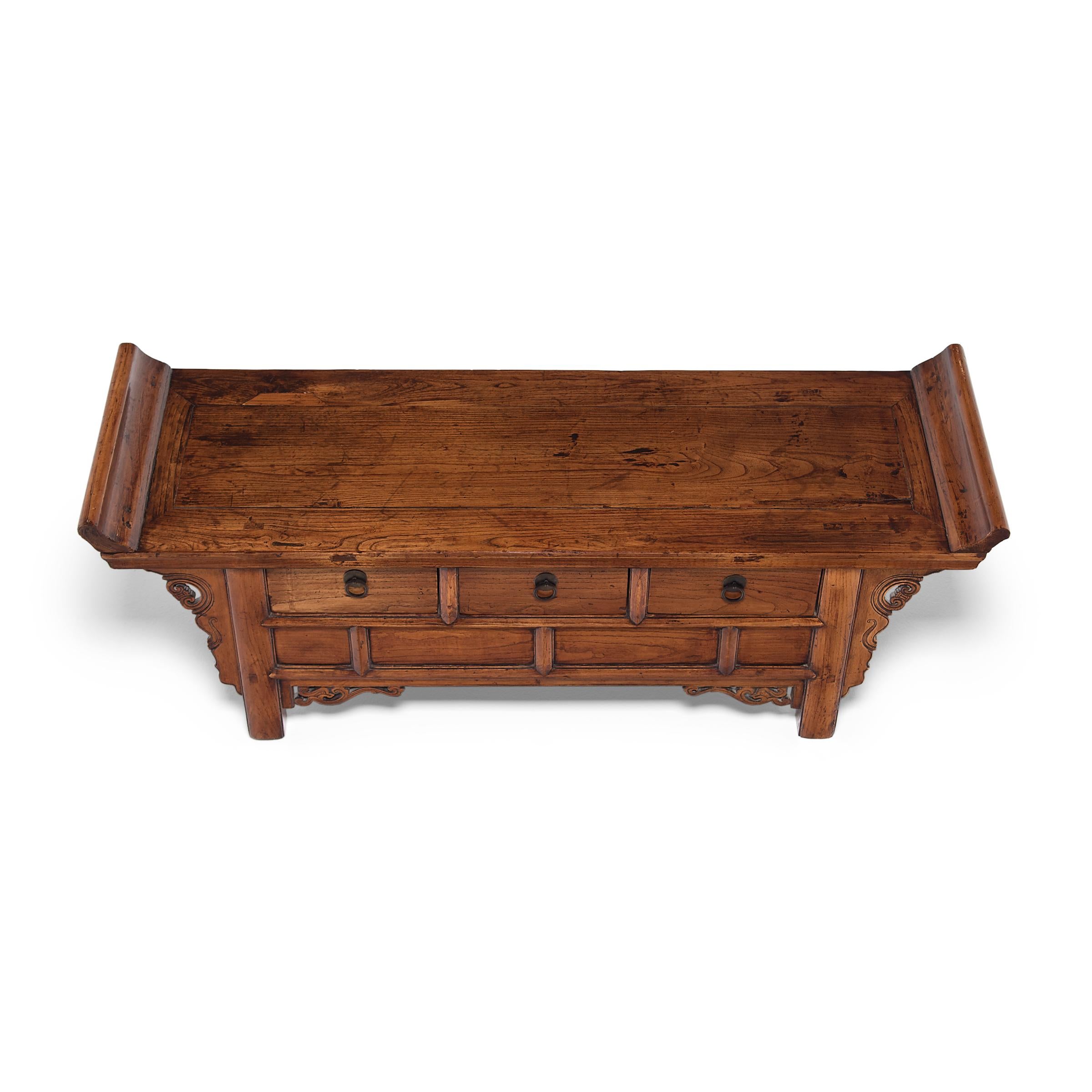 19th Century Chinese Low Three Drawer Altar Coffer, c. 1850