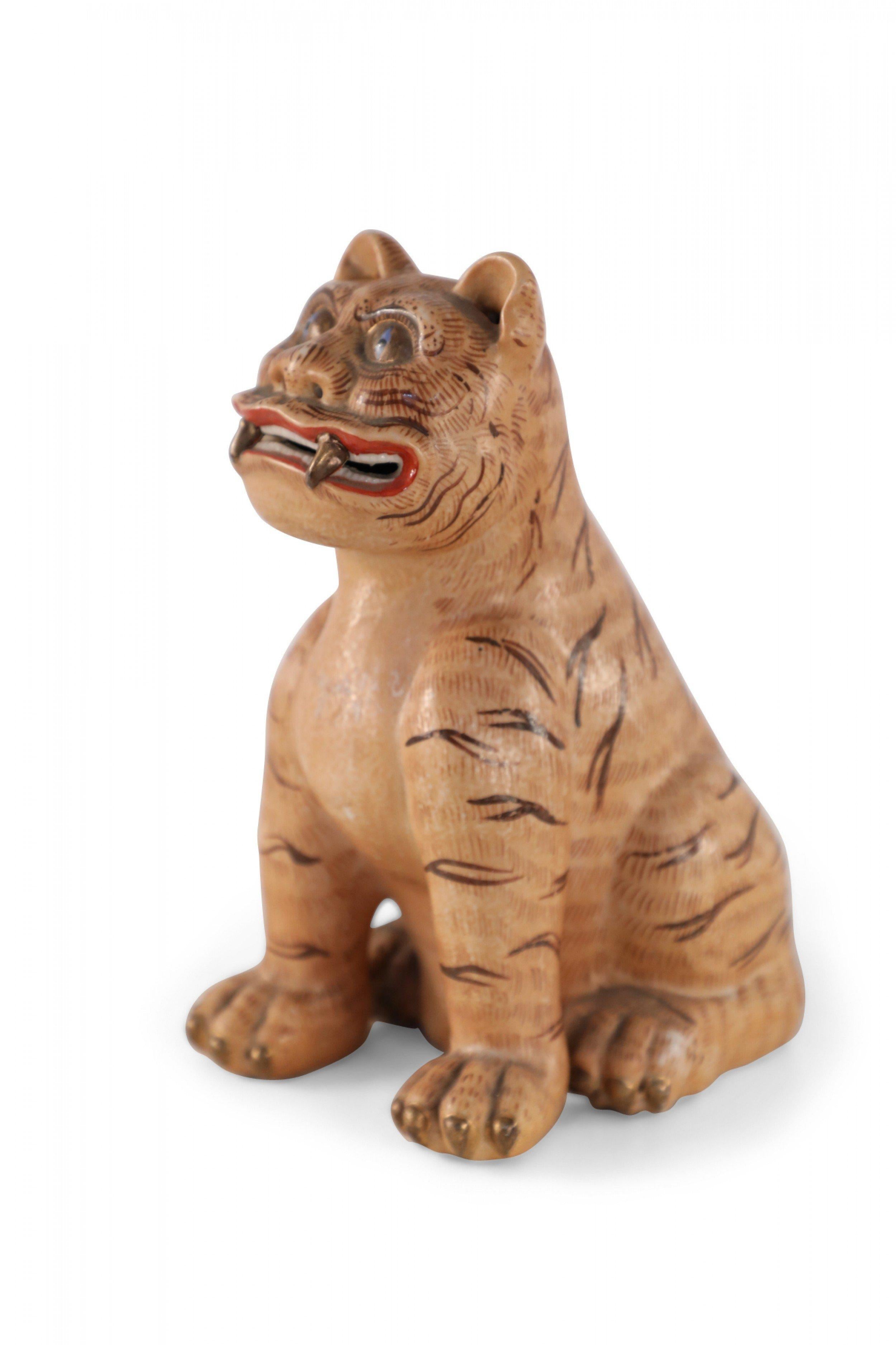 Chinese Export Chinese Macau Brown Porcelain Tiger Statue