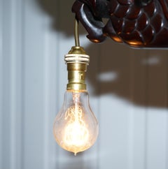 Chinese Mahogany Dragon 1920s Hand-Carved Wood Floor Standing Lamp Part of Set