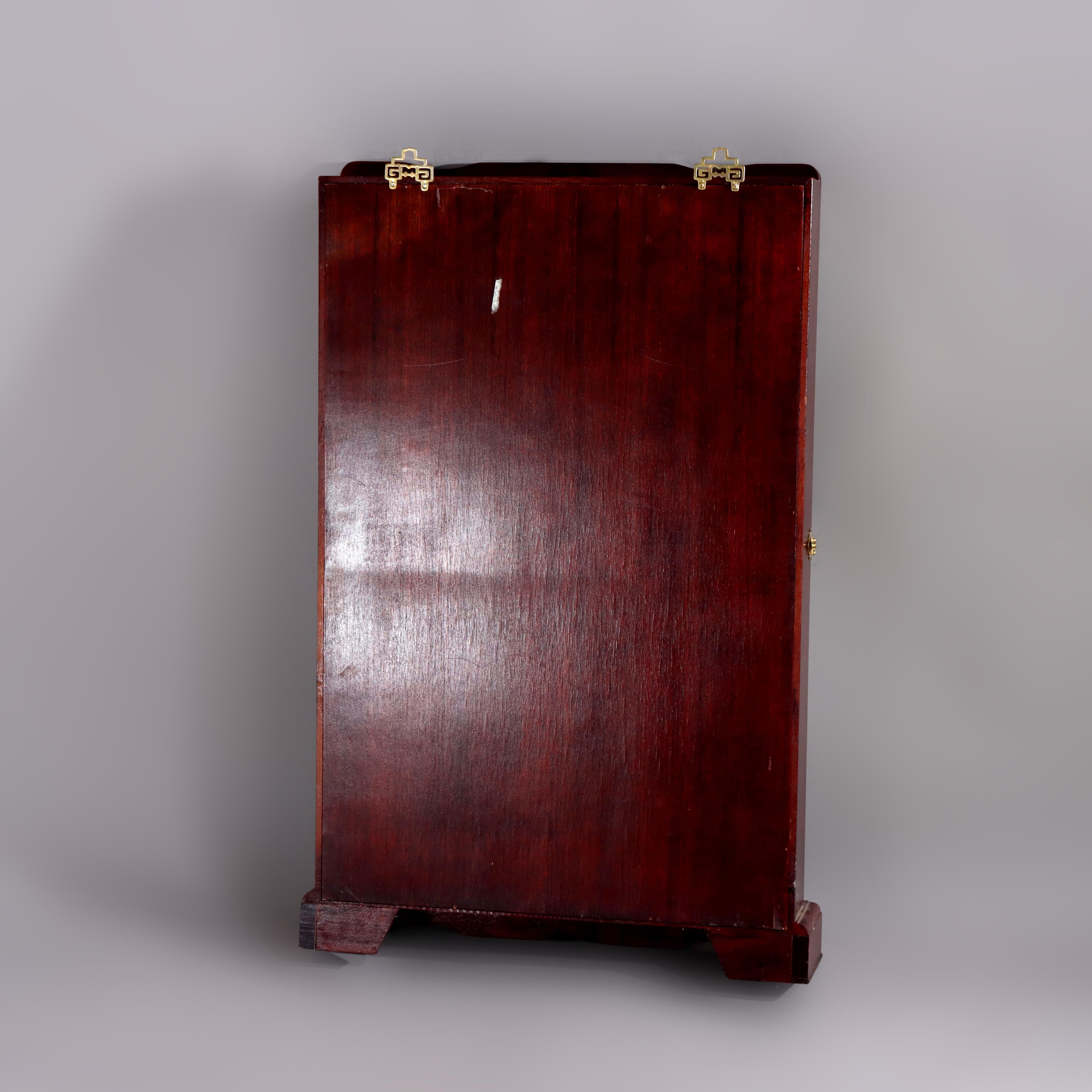 Chinese Mahogany Hanging Curio Wall Cabinet with Offset Display Shelves 20thC For Sale 6