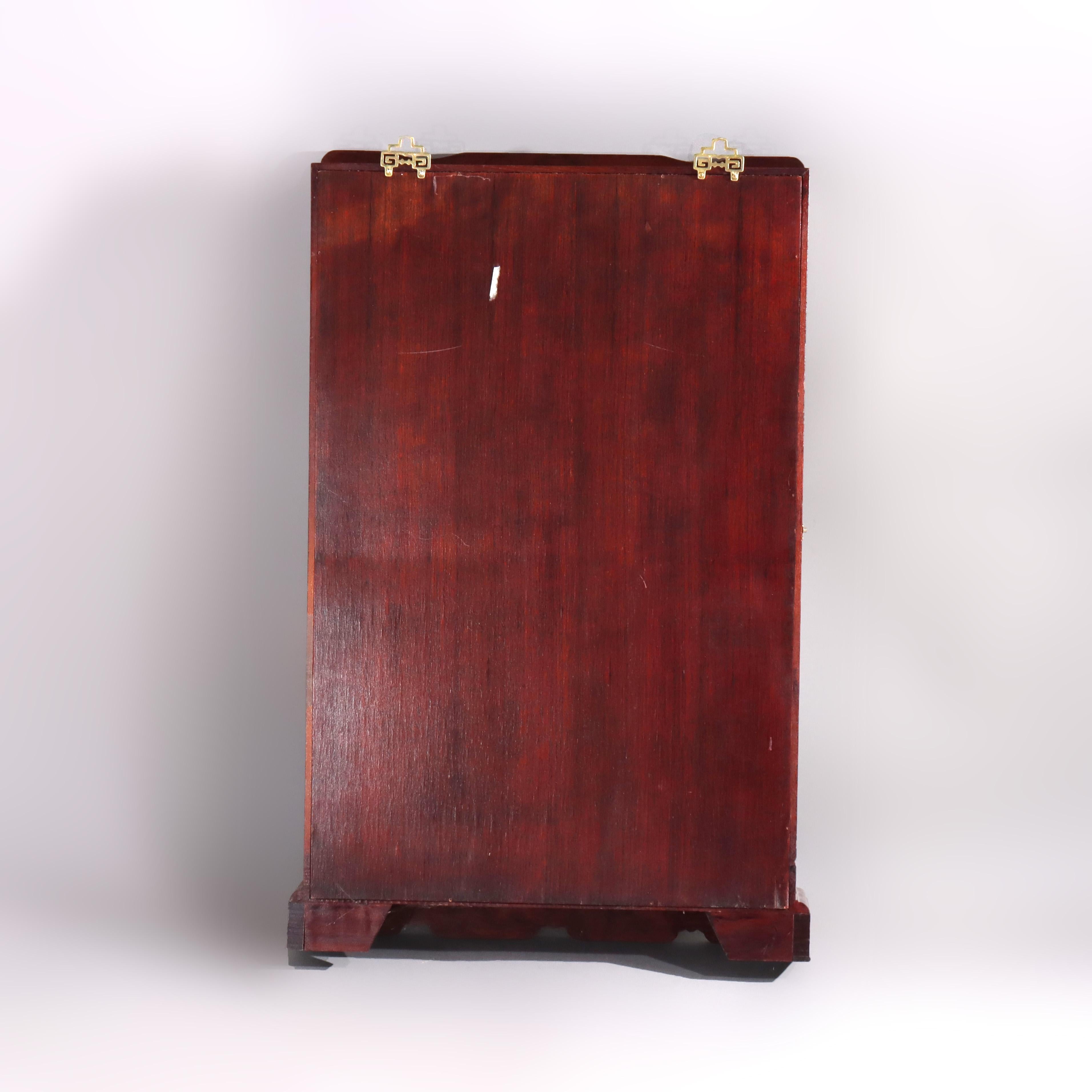 Chinese Mahogany Hanging Curio Wall Cabinet with Offset Display Shelves 20thC For Sale 8