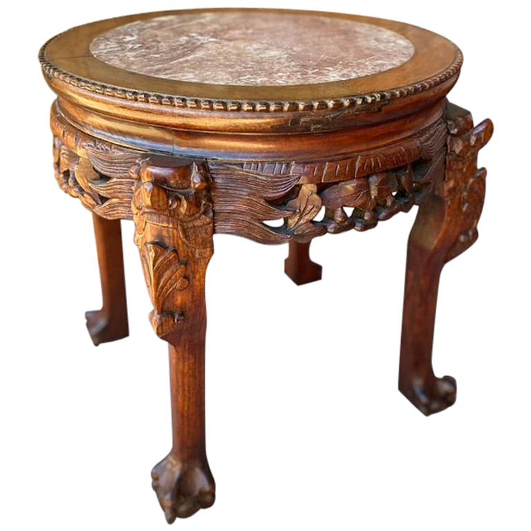 Chinese Mahogany Short Side Table For Sale