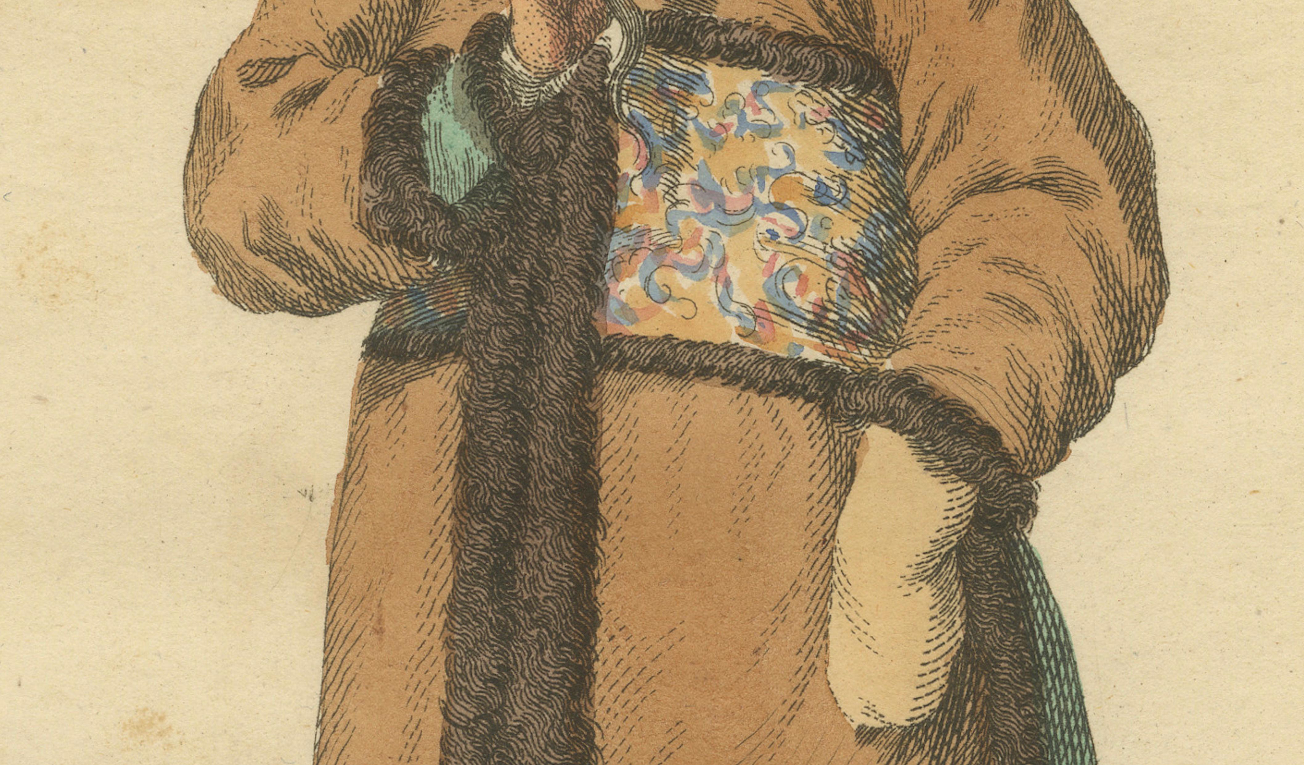Chinese Mandarin in Winter Court Dress, Antique Print, Jefferys, 1749